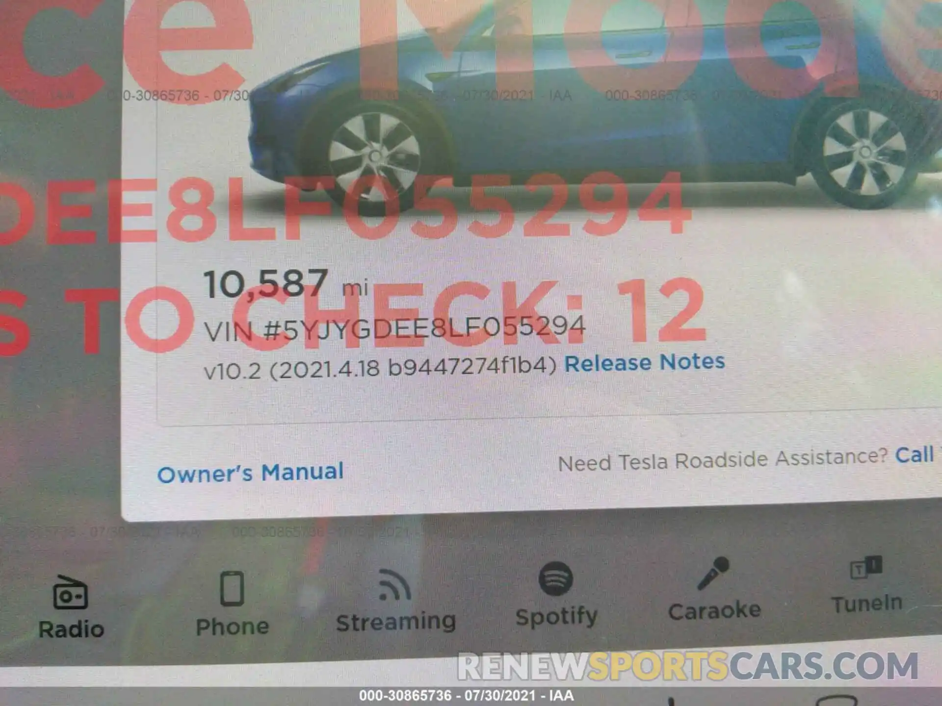 7 Photograph of a damaged car 5YJYGDEE8LF055294 TESLA MODEL Y 2020