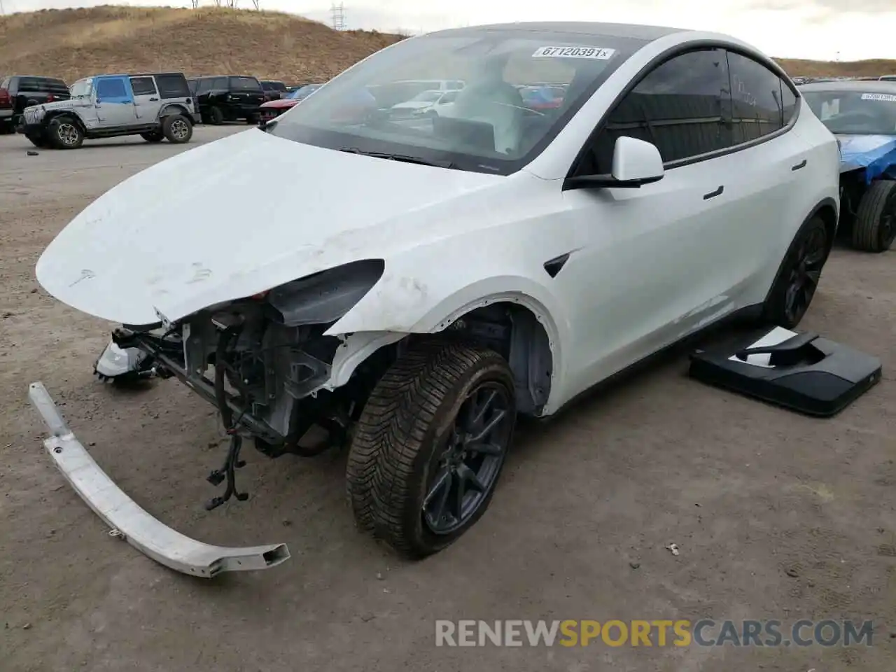 2 Photograph of a damaged car 5YJYGDEE8LF056039 TESLA MODEL Y 2020