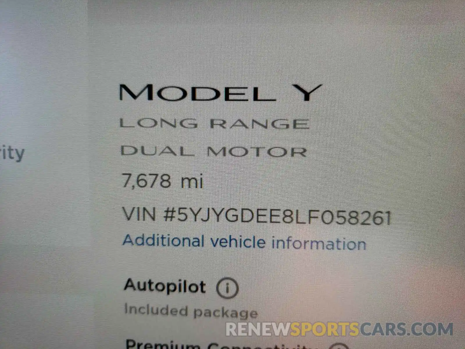 8 Фотография поврежденного автомобиля 5YJYGDEE8LF058261 TESLA MODEL Y 2020