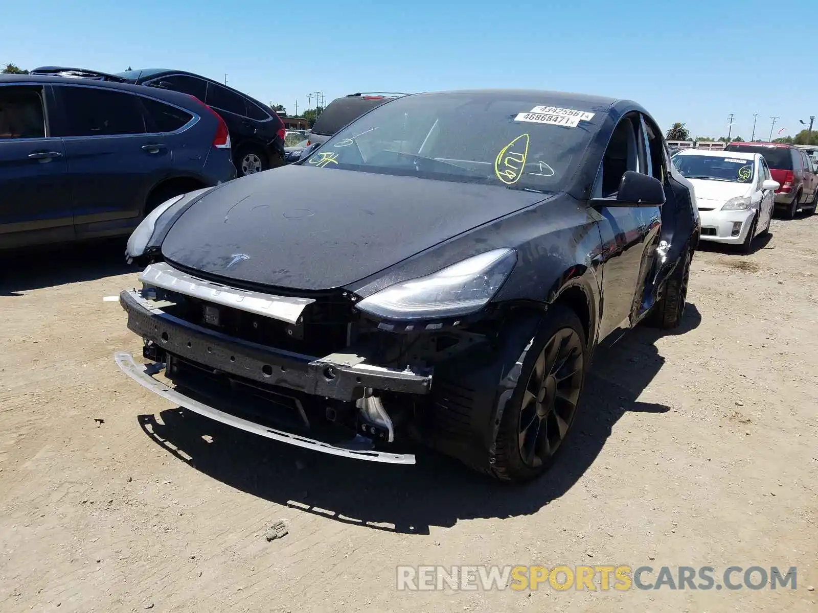 2 Photograph of a damaged car 5YJYGDEE9LF017461 TESLA MODEL Y 2020