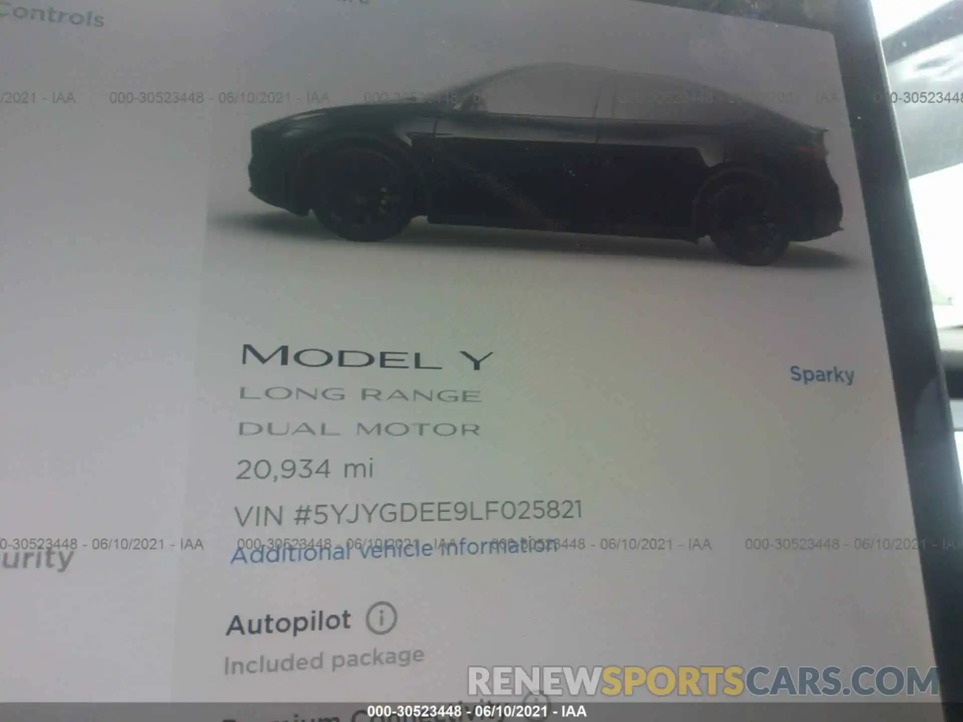 7 Photograph of a damaged car 5YJYGDEE9LF025821 TESLA MODEL Y 2020