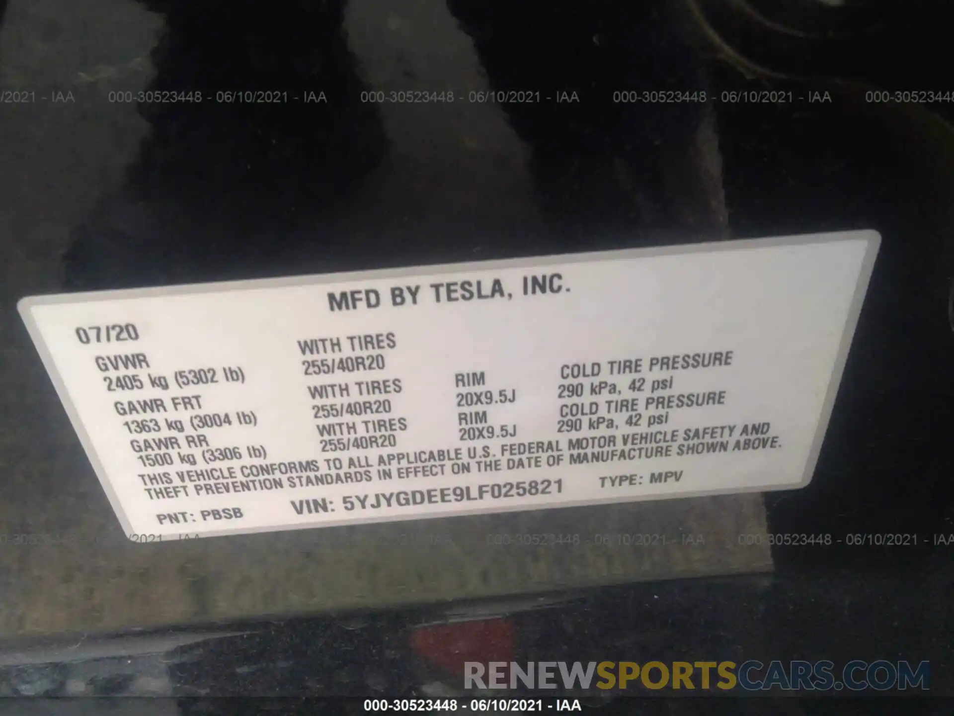 9 Photograph of a damaged car 5YJYGDEE9LF025821 TESLA MODEL Y 2020