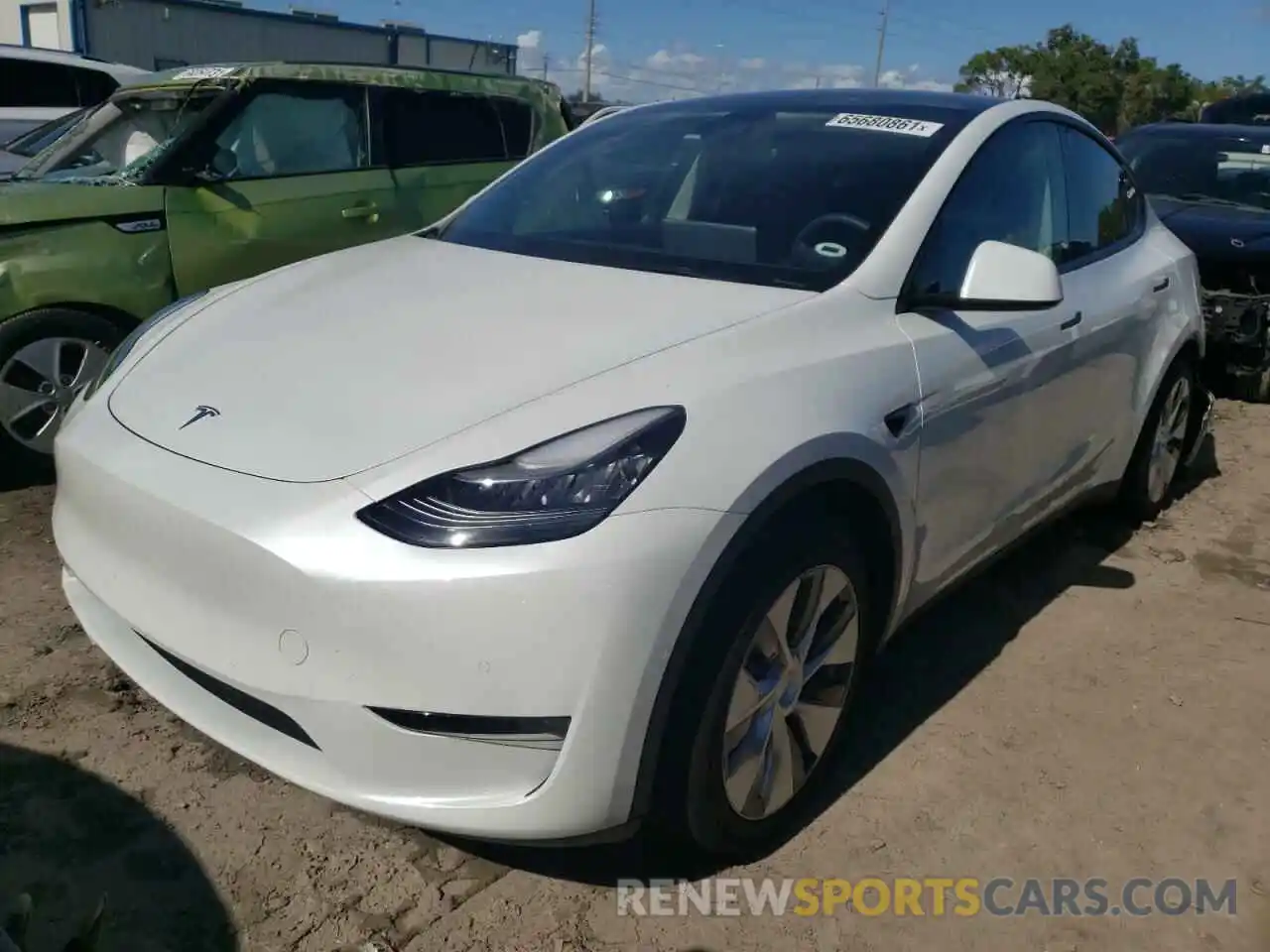 2 Photograph of a damaged car 5YJYGDEE9LF026855 TESLA MODEL Y 2020