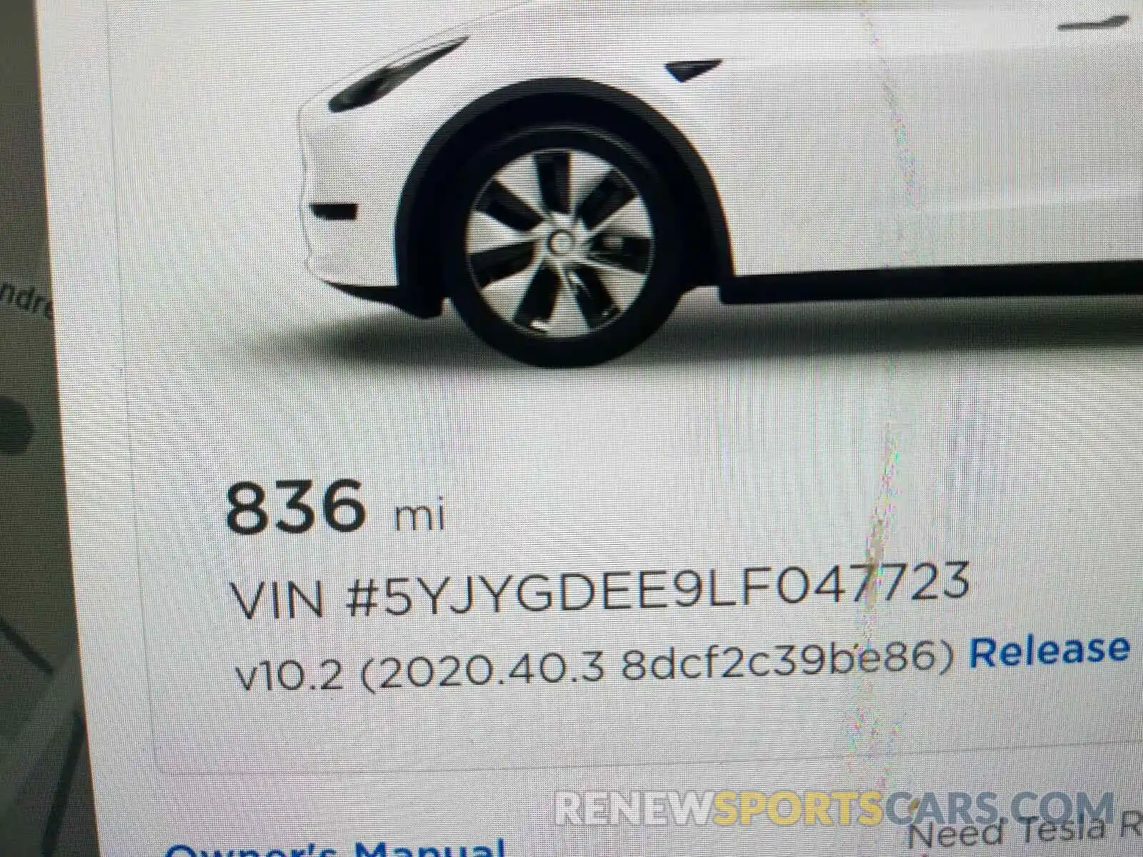 8 Фотография поврежденного автомобиля 5YJYGDEE9LF047723 TESLA MODEL Y 2020