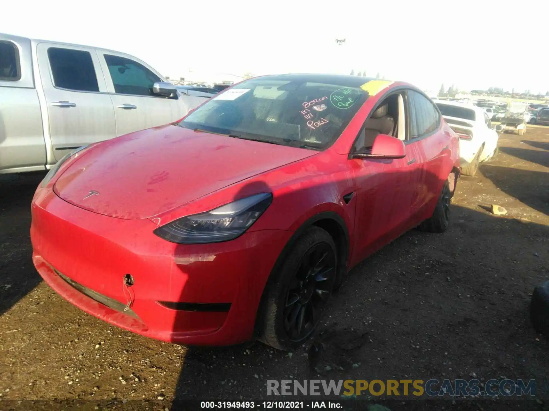 2 Photograph of a damaged car 5YJYGDEE9LF052128 TESLA MODEL Y 2020