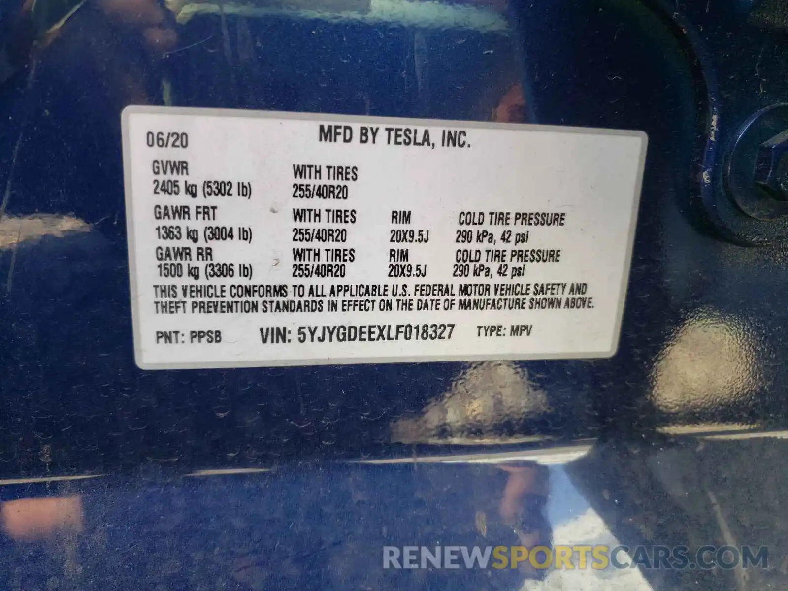 10 Photograph of a damaged car 5YJYGDEEXLF018327 TESLA MODEL Y 2020