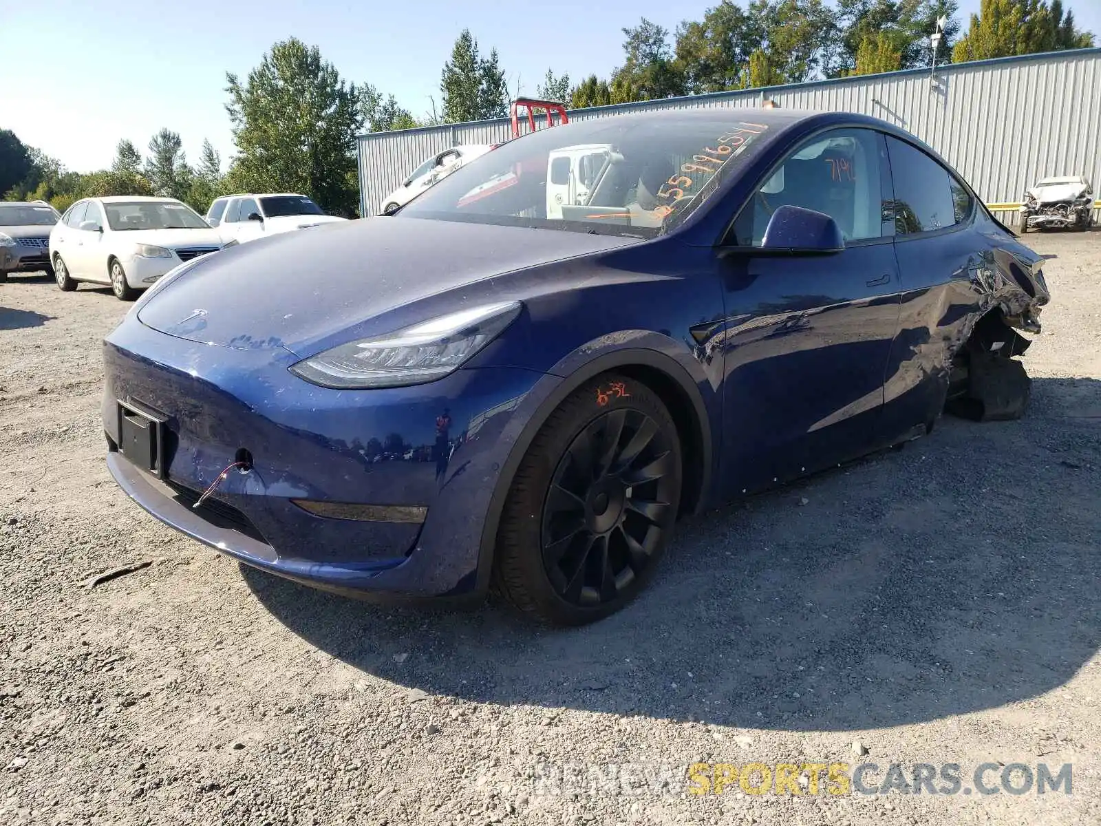 2 Photograph of a damaged car 5YJYGDEEXLF018327 TESLA MODEL Y 2020