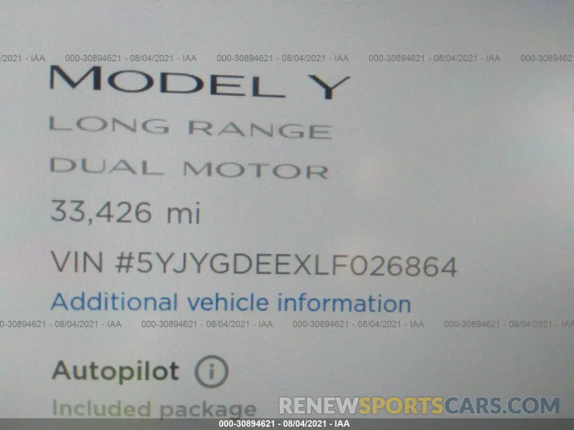 7 Photograph of a damaged car 5YJYGDEEXLF026864 TESLA MODEL Y 2020