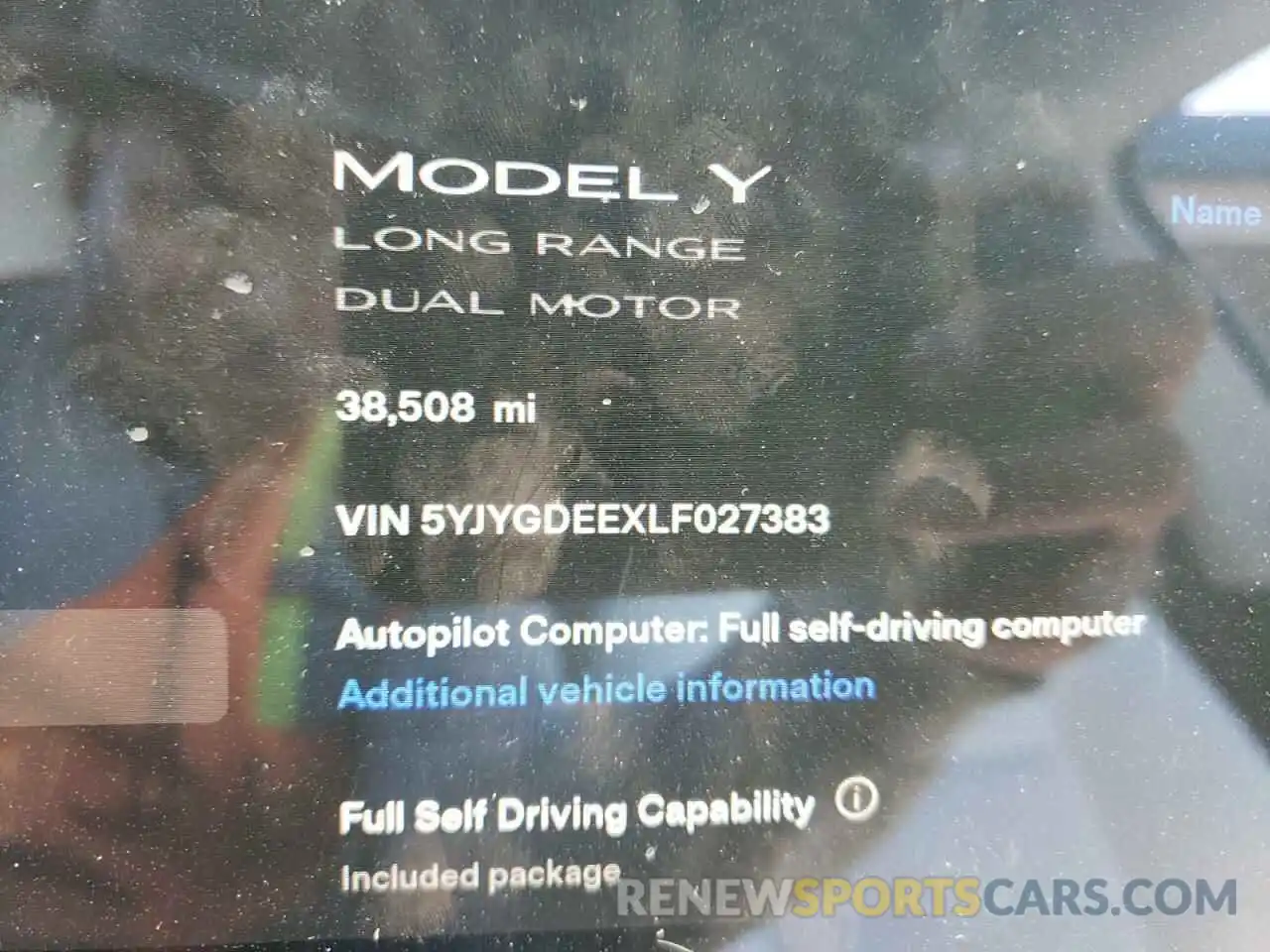 8 Photograph of a damaged car 5YJYGDEEXLF027383 TESLA MODEL Y 2020