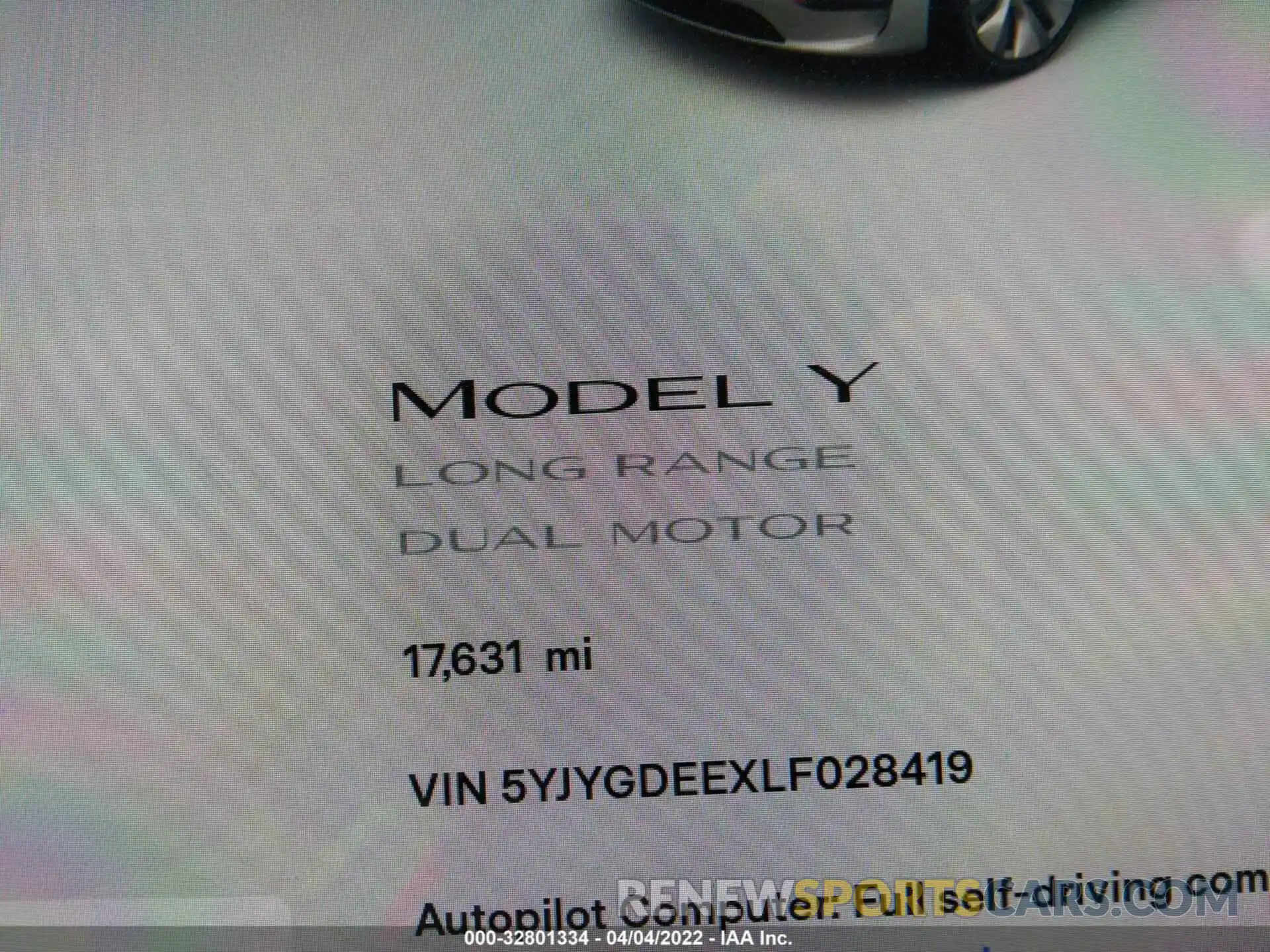 7 Фотография поврежденного автомобиля 5YJYGDEEXLF028419 TESLA MODEL Y 2020