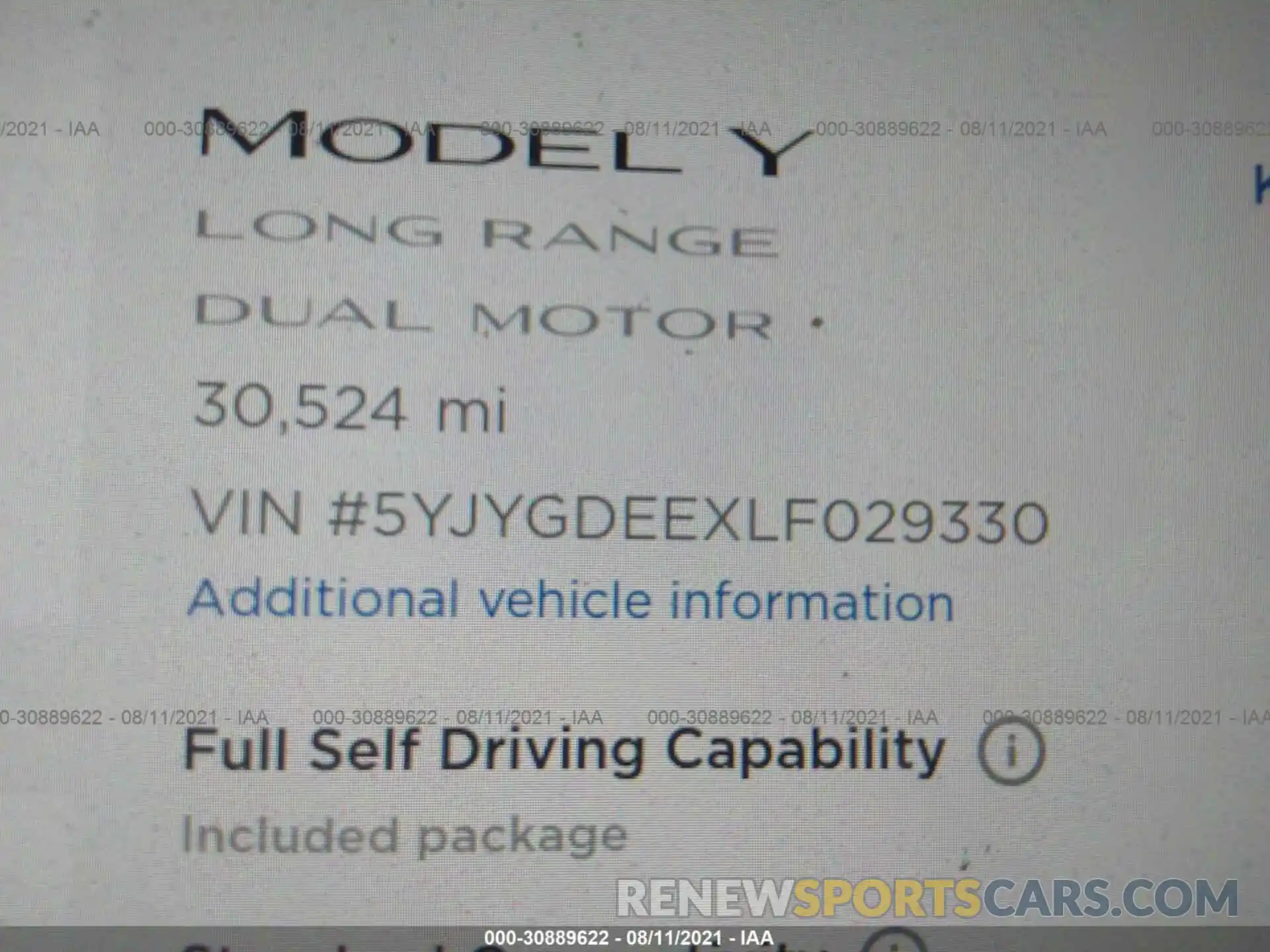 7 Фотография поврежденного автомобиля 5YJYGDEEXLF029330 TESLA MODEL Y 2020