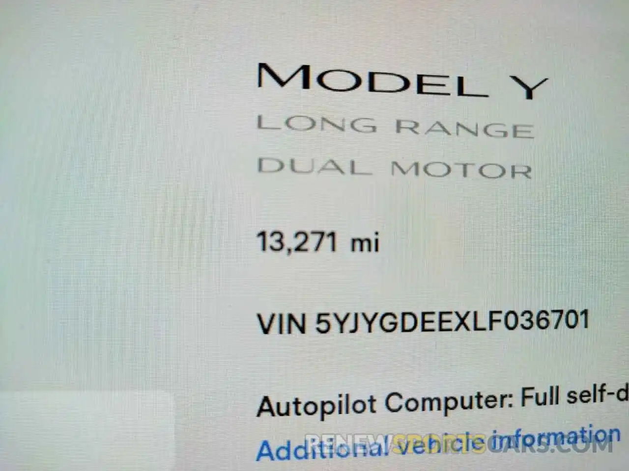 8 Photograph of a damaged car 5YJYGDEEXLF036701 TESLA MODEL Y 2020