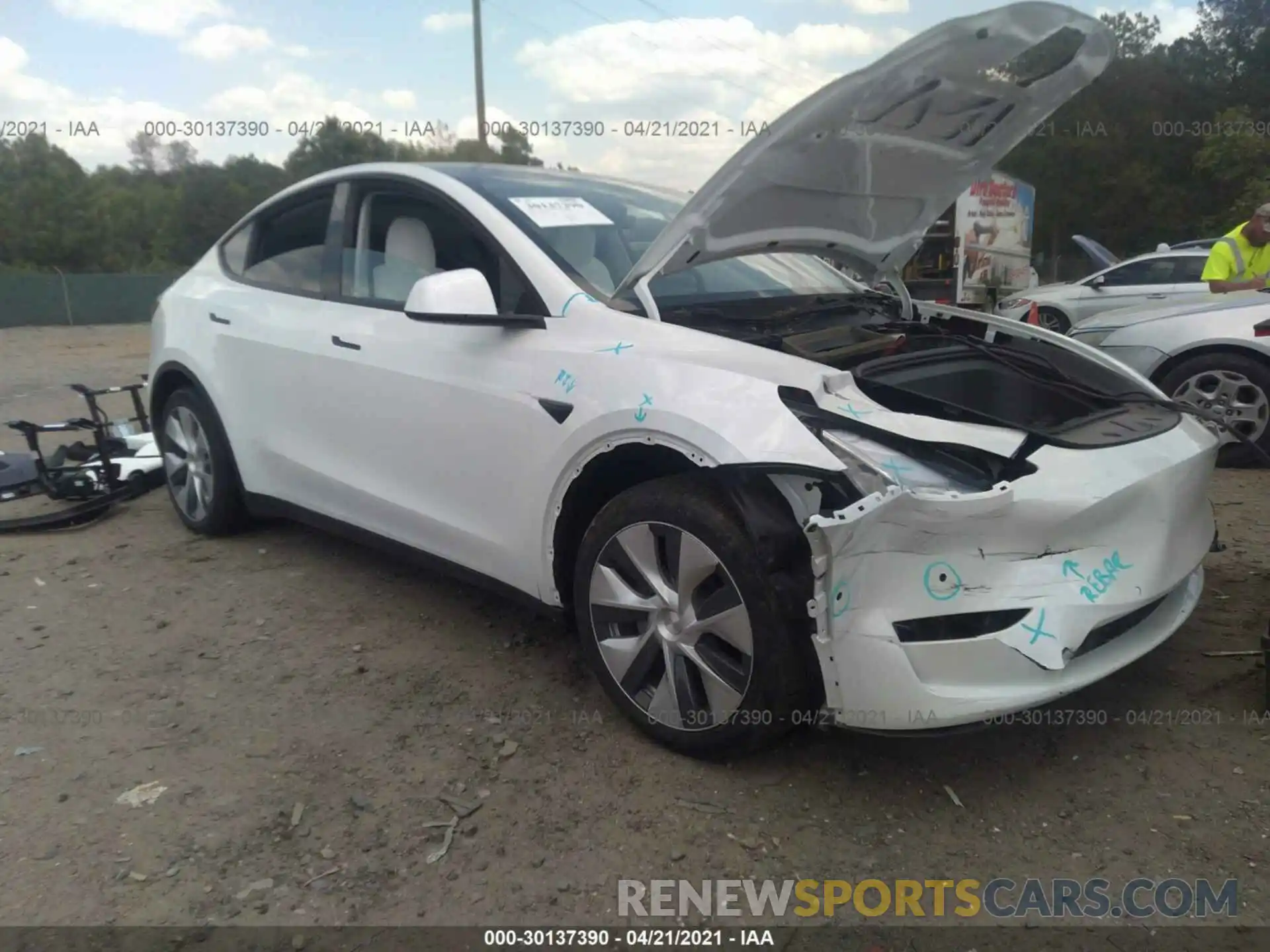 1 Photograph of a damaged car 5YJYGDEEXLF044829 TESLA MODEL Y 2020