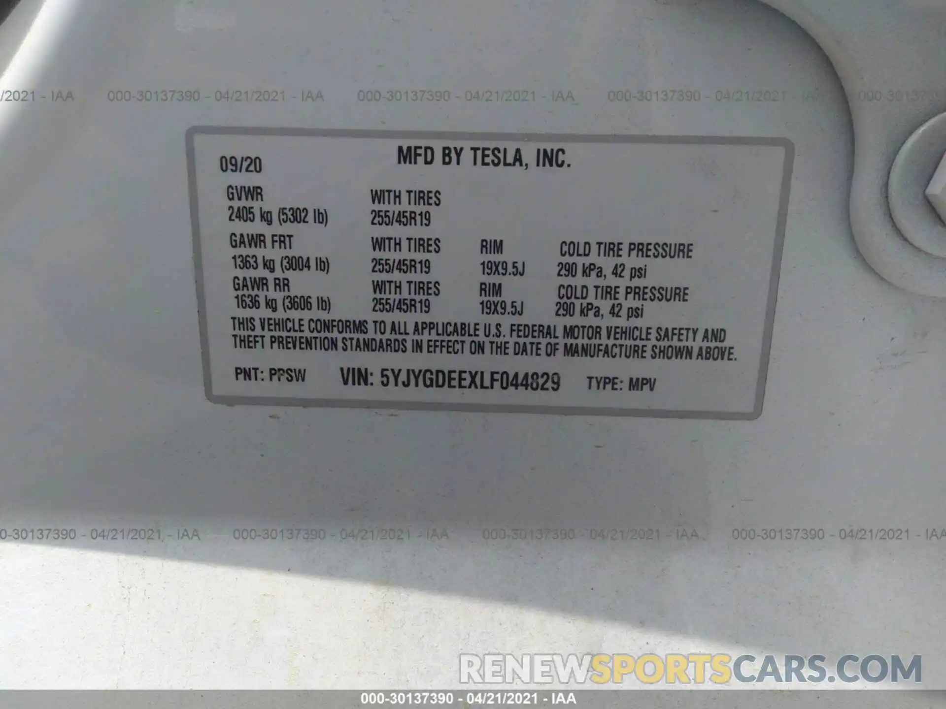 9 Photograph of a damaged car 5YJYGDEEXLF044829 TESLA MODEL Y 2020