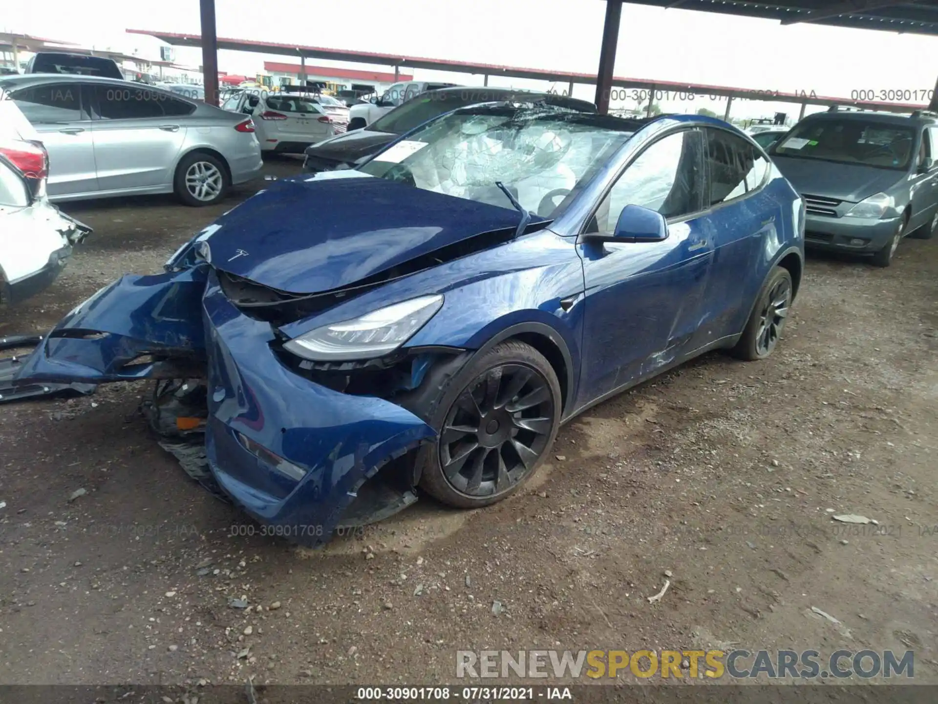 2 Photograph of a damaged car 5YJYGDEEXLF046077 TESLA MODEL Y 2020