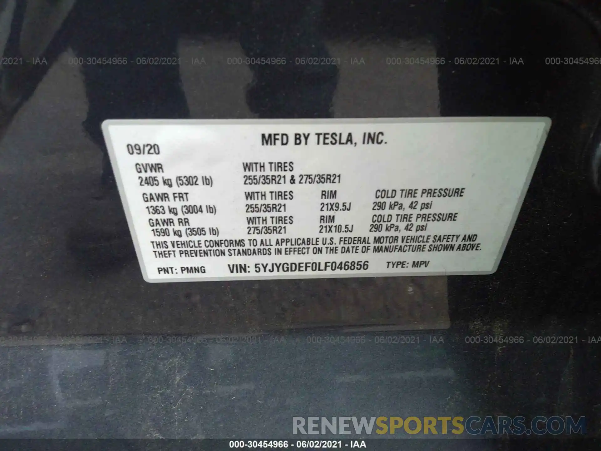 9 Photograph of a damaged car 5YJYGDEF0LF046856 TESLA MODEL Y 2020