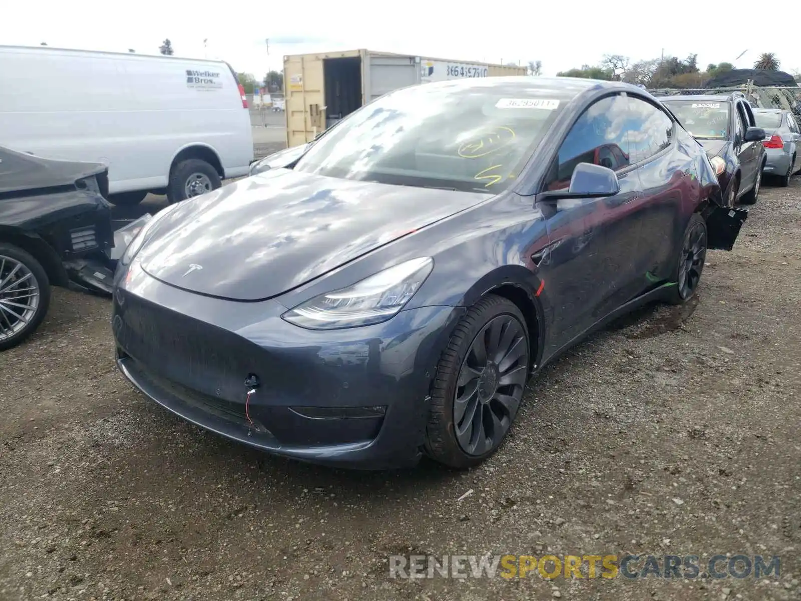 2 Photograph of a damaged car 5YJYGDEF0LF057209 TESLA MODEL Y 2020