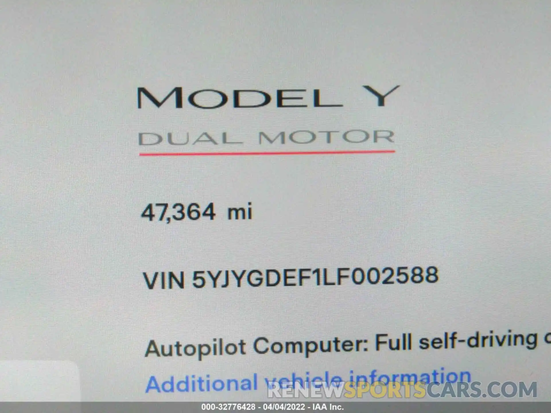 7 Photograph of a damaged car 5YJYGDEF1LF002588 TESLA MODEL Y 2020