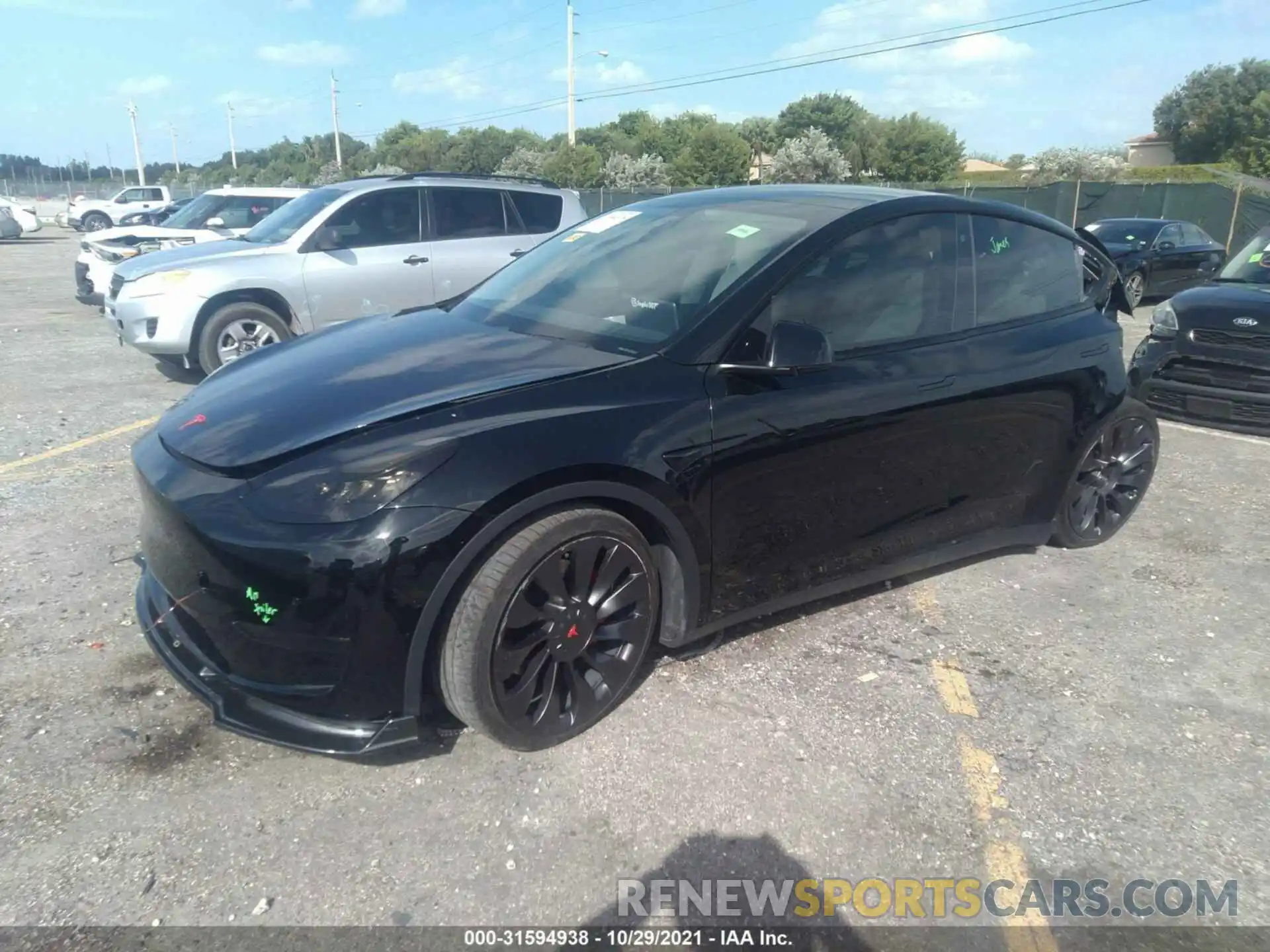 2 Photograph of a damaged car 5YJYGDEF1LF028091 TESLA MODEL Y 2020