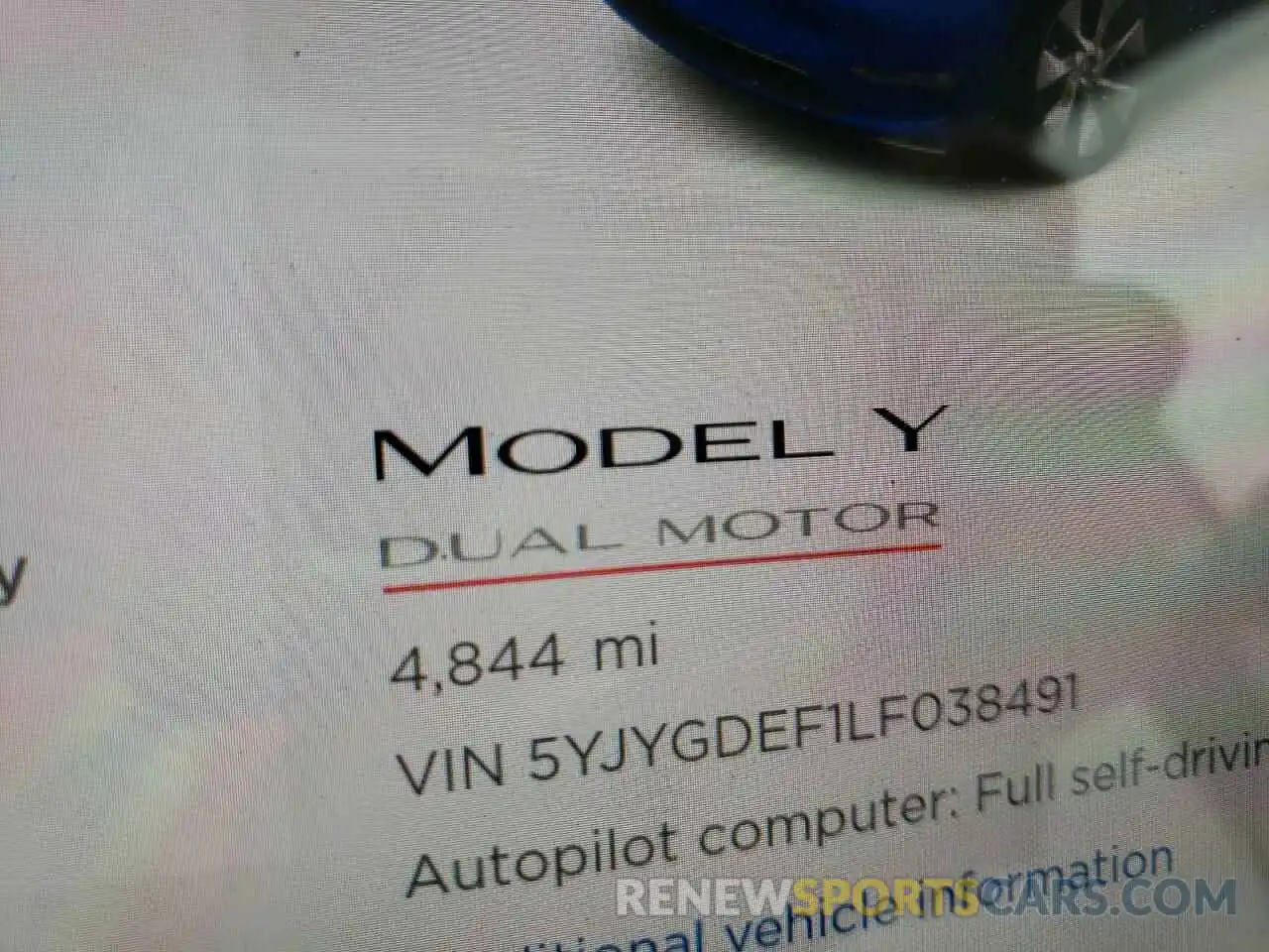 8 Photograph of a damaged car 5YJYGDEF1LF038491 TESLA MODEL Y 2020