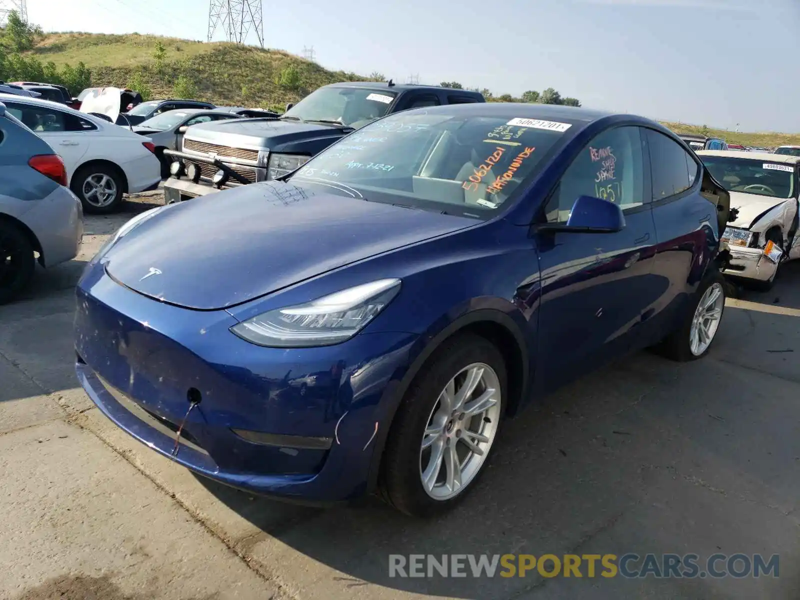 2 Photograph of a damaged car 5YJYGDEF1LF039057 TESLA MODEL Y 2020