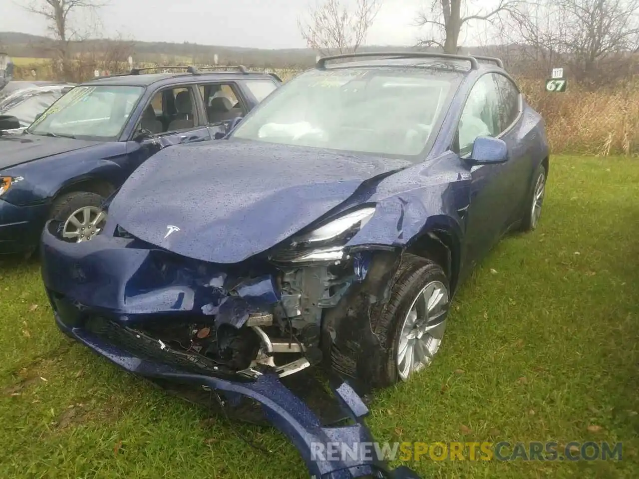 2 Photograph of a damaged car 5YJYGDEF2LF002258 TESLA MODEL Y 2020