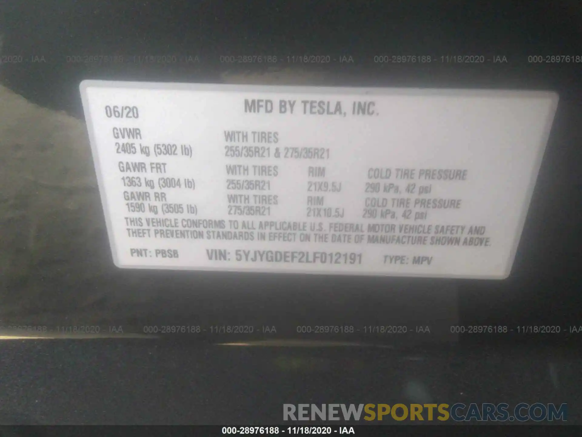 9 Photograph of a damaged car 5YJYGDEF2LF012191 TESLA MODEL Y 2020