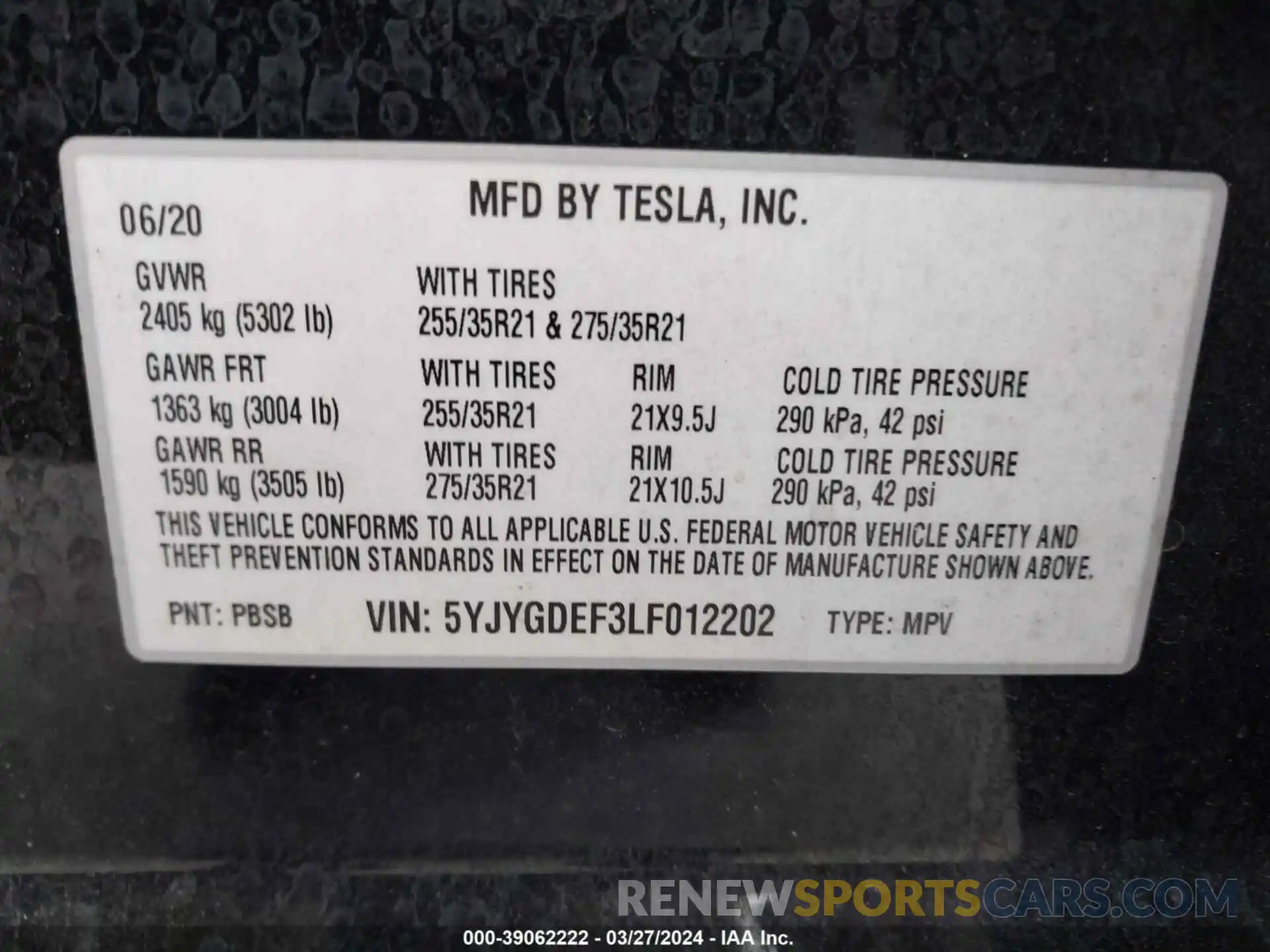 9 Photograph of a damaged car 5YJYGDEF3LF012202 TESLA MODEL Y 2020