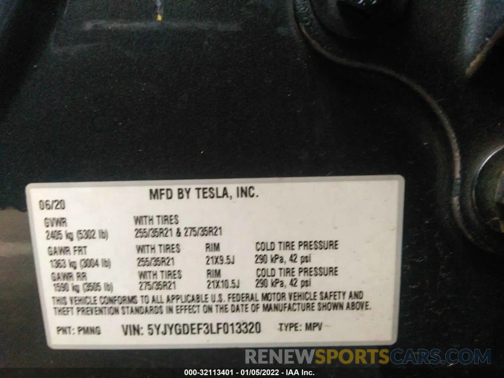 9 Photograph of a damaged car 5YJYGDEF3LF013320 TESLA MODEL Y 2020