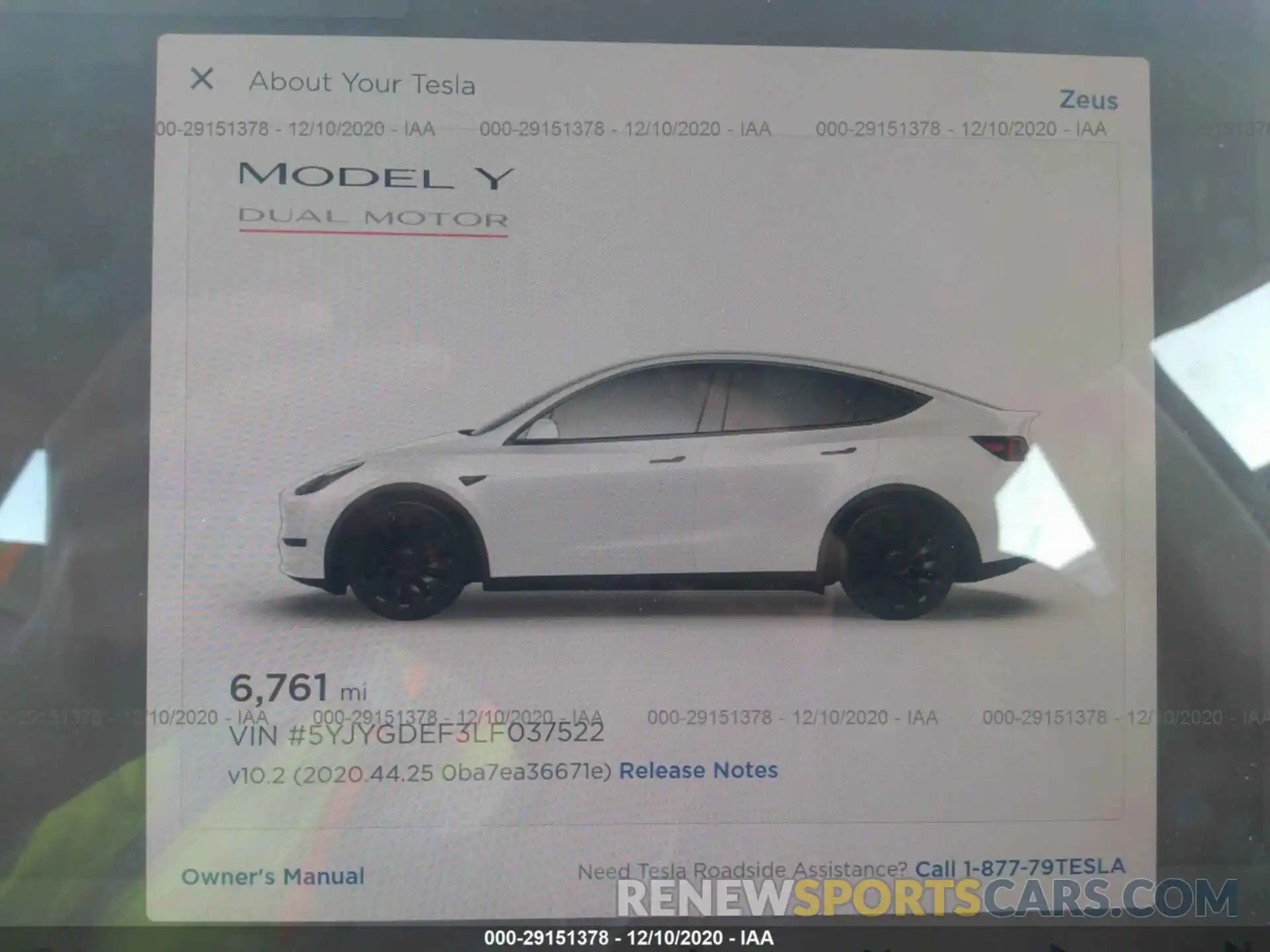 7 Photograph of a damaged car 5YJYGDEF3LF037522 TESLA MODEL Y 2020