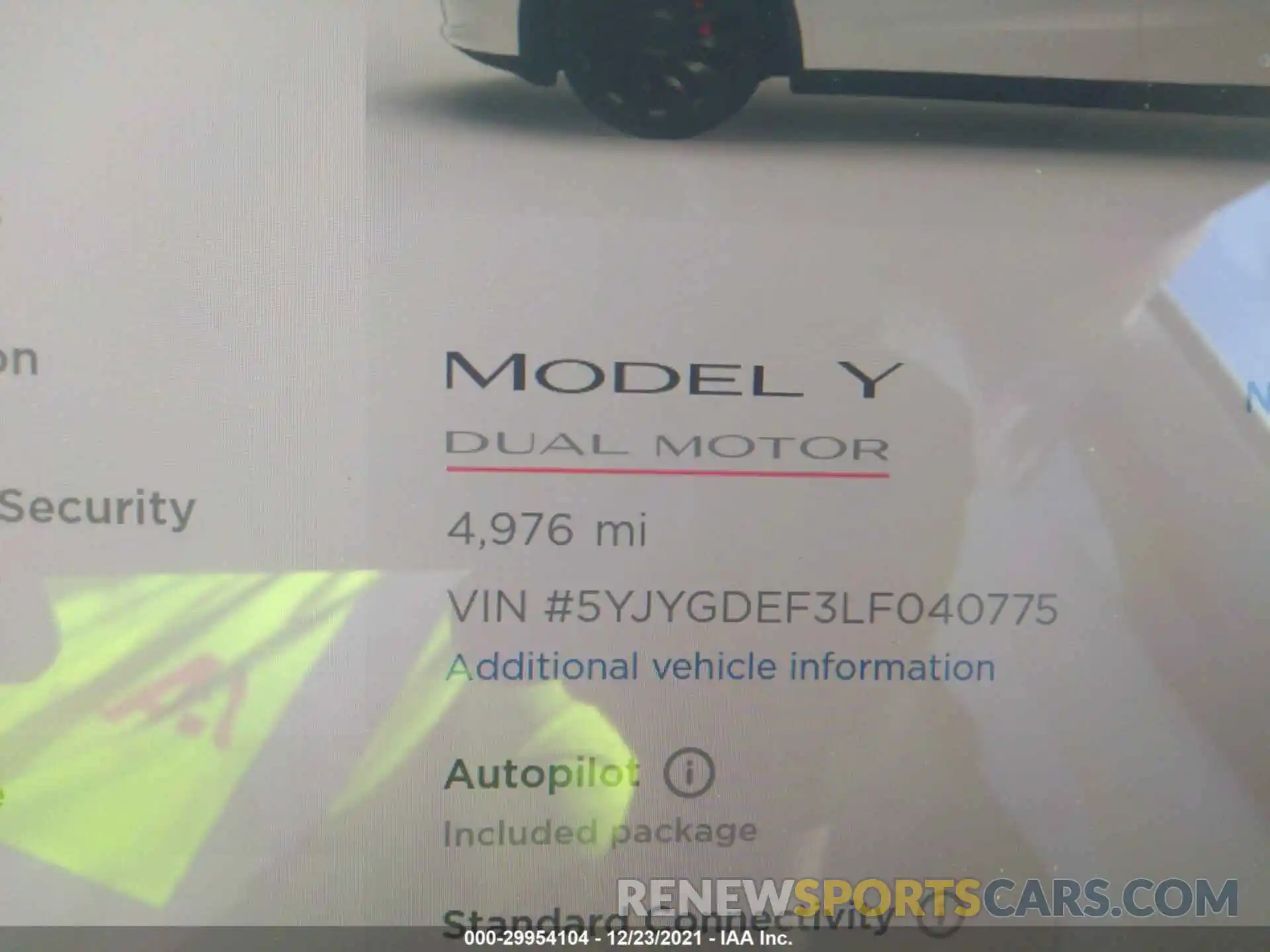 7 Photograph of a damaged car 5YJYGDEF3LF040775 TESLA MODEL Y 2020