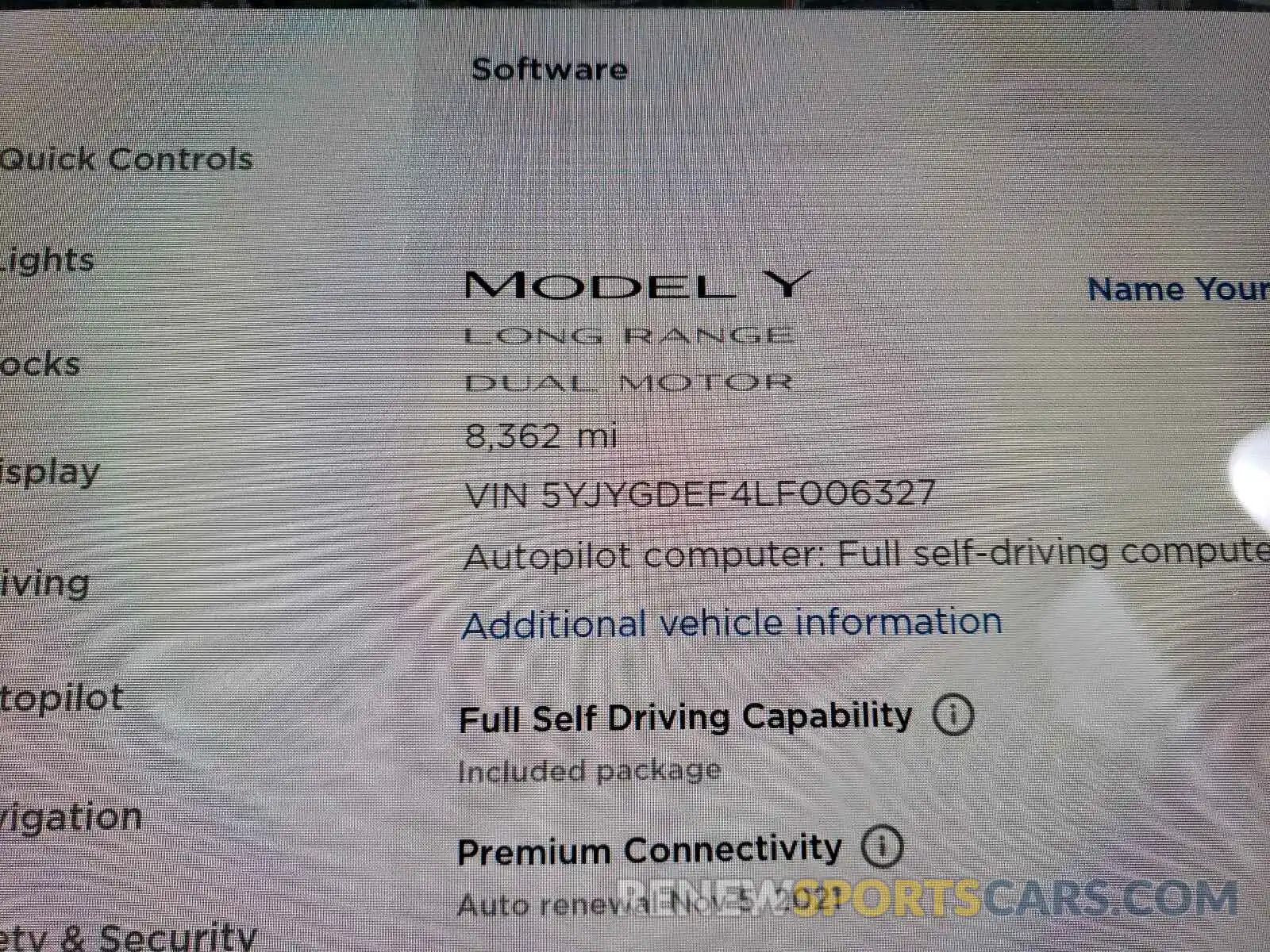 8 Photograph of a damaged car 5YJYGDEF4LF006327 TESLA MODEL Y 2020