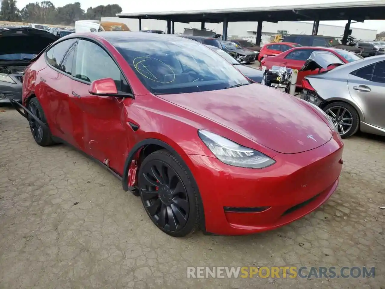 1 Photograph of a damaged car 5YJYGDEF7LF003356 TESLA MODEL Y 2020