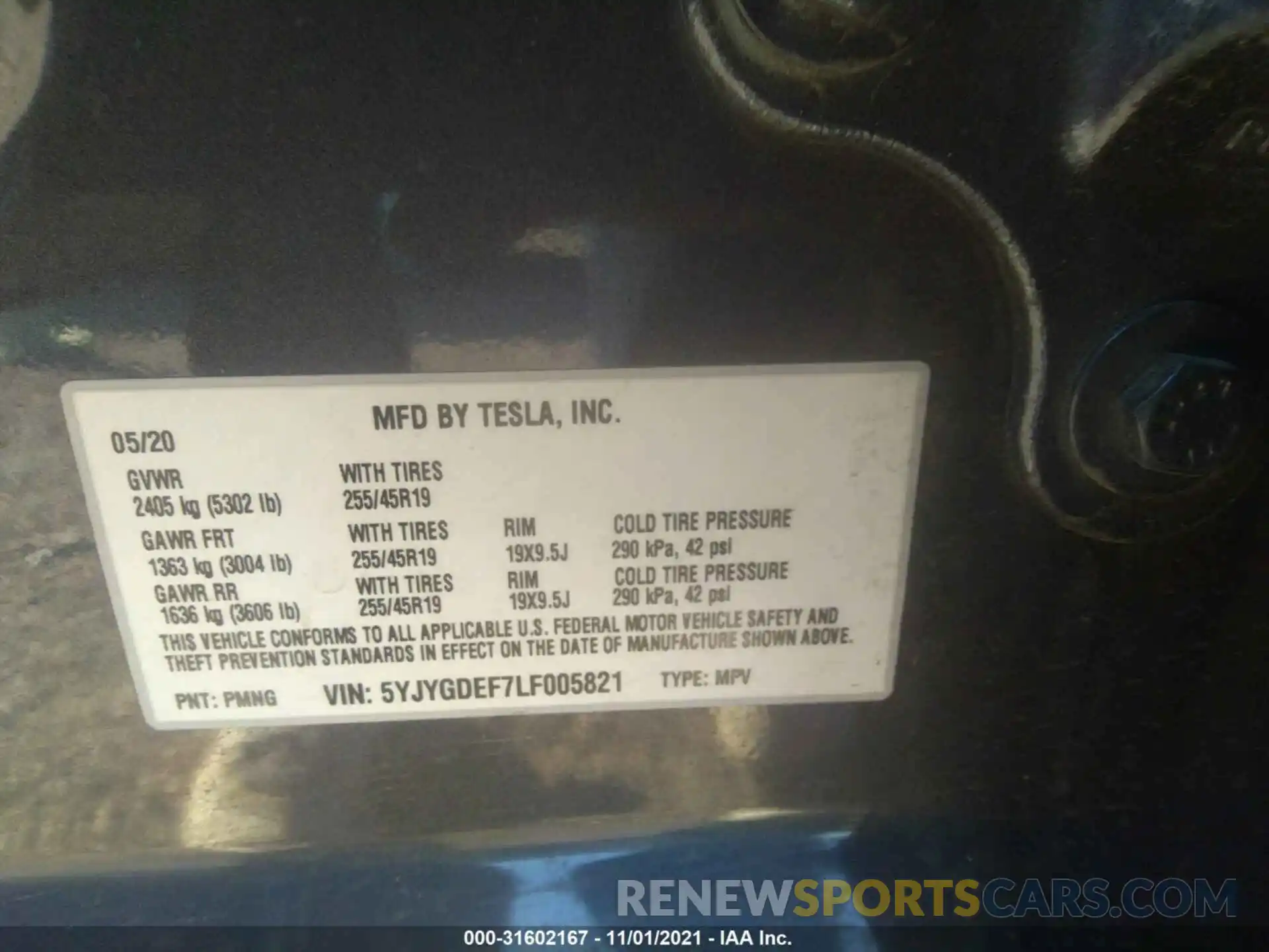 9 Фотография поврежденного автомобиля 5YJYGDEF7LF005821 TESLA MODEL Y 2020