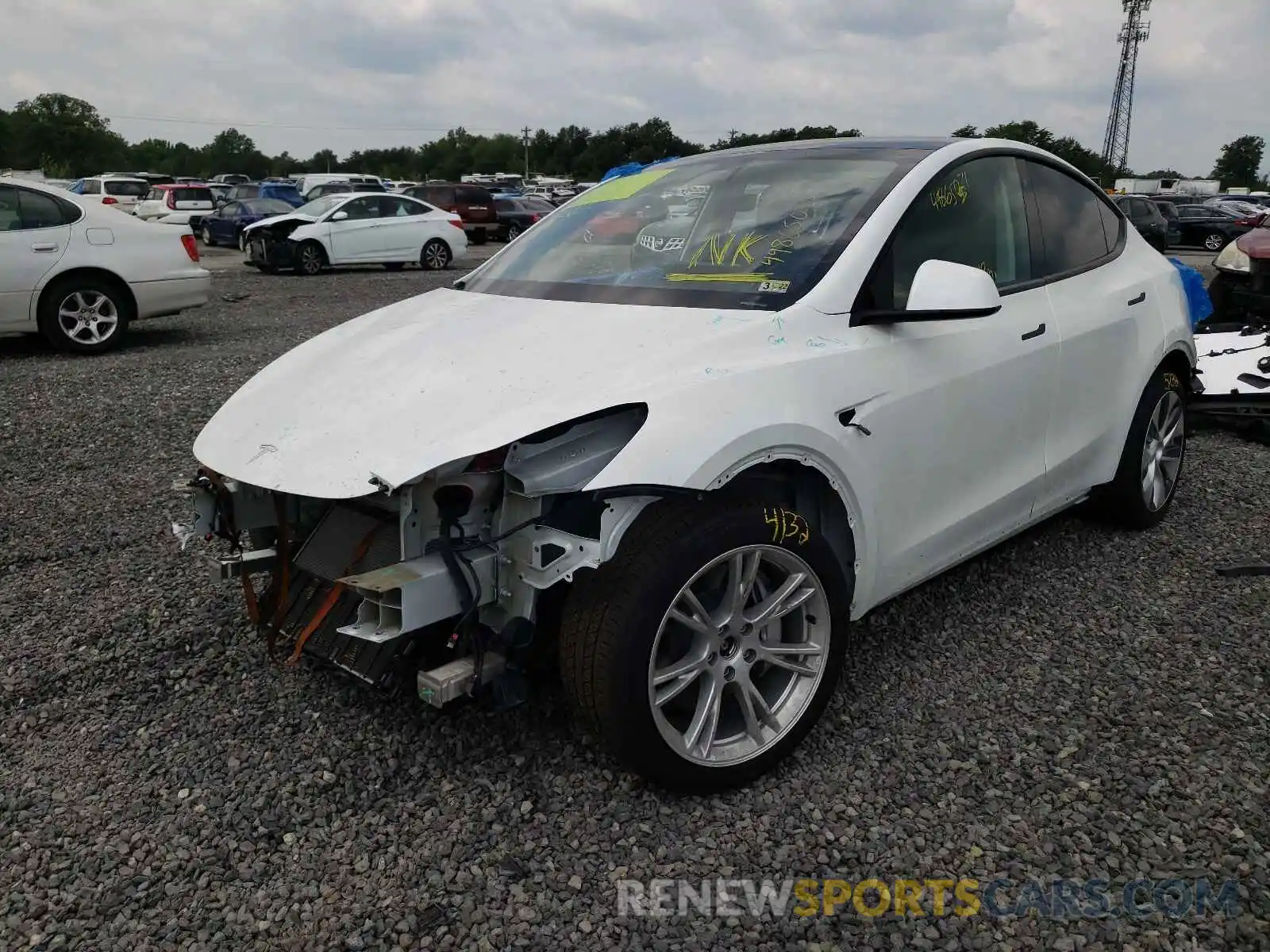 2 Photograph of a damaged car 5YJYGDEF7LF017922 TESLA MODEL Y 2020