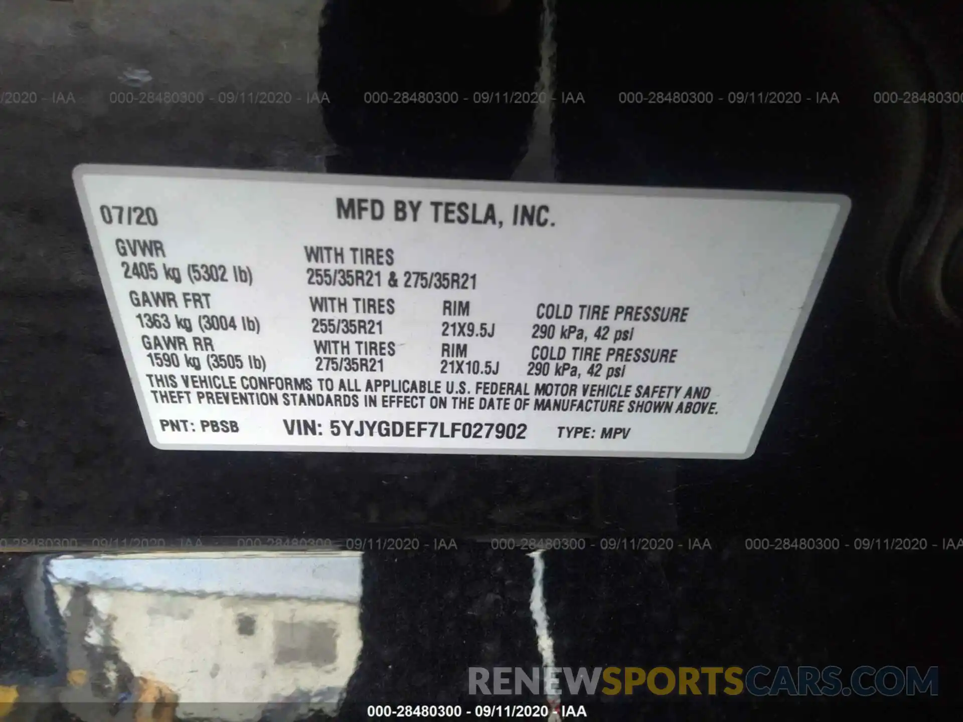 9 Photograph of a damaged car 5YJYGDEF7LF027902 TESLA MODEL Y 2020