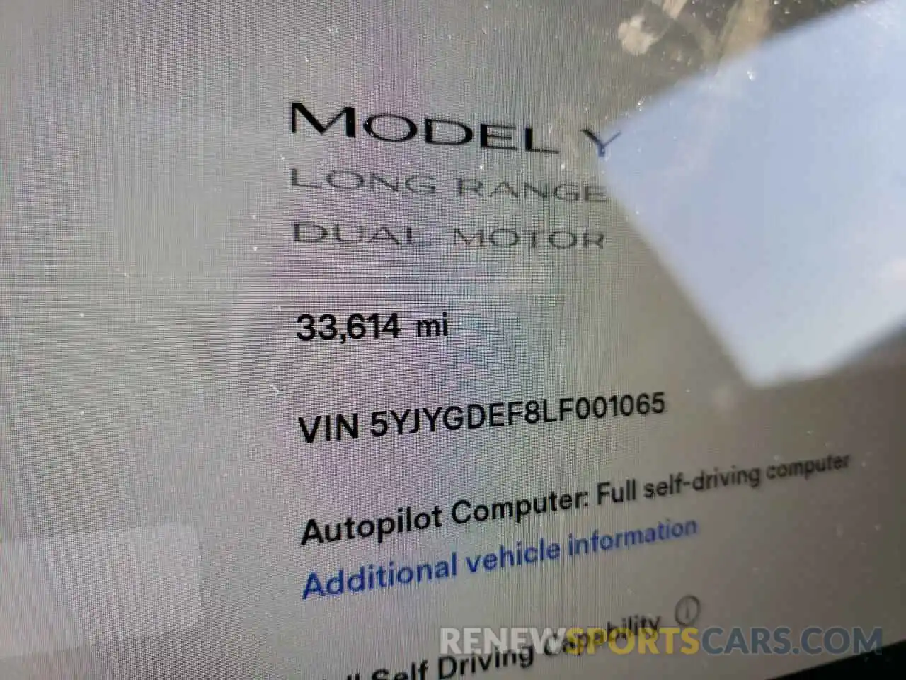 8 Photograph of a damaged car 5YJYGDEF8LF001065 TESLA MODEL Y 2020