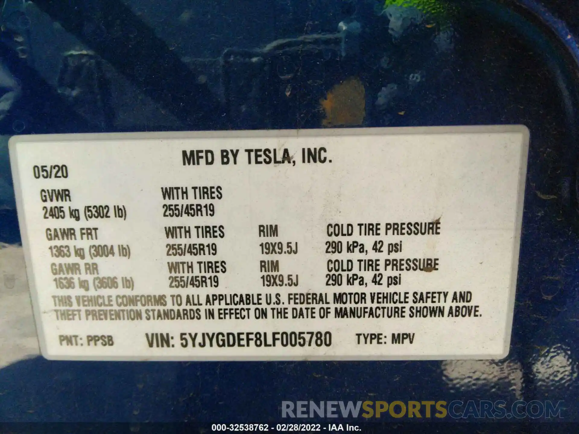 9 Photograph of a damaged car 5YJYGDEF8LF005780 TESLA MODEL Y 2020