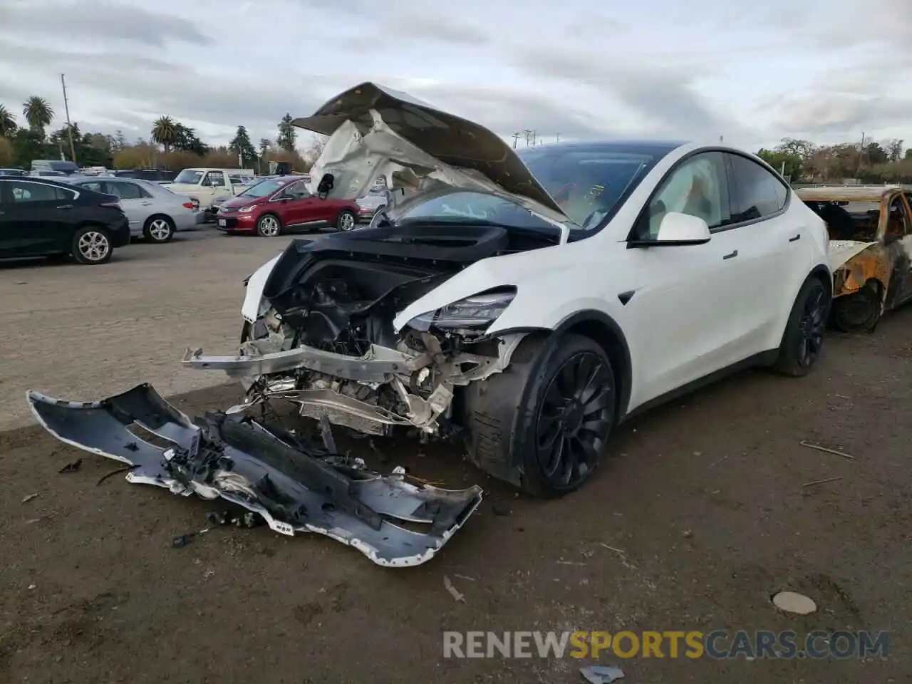 2 Photograph of a damaged car 5YJYGDEF8LF023146 TESLA MODEL Y 2020