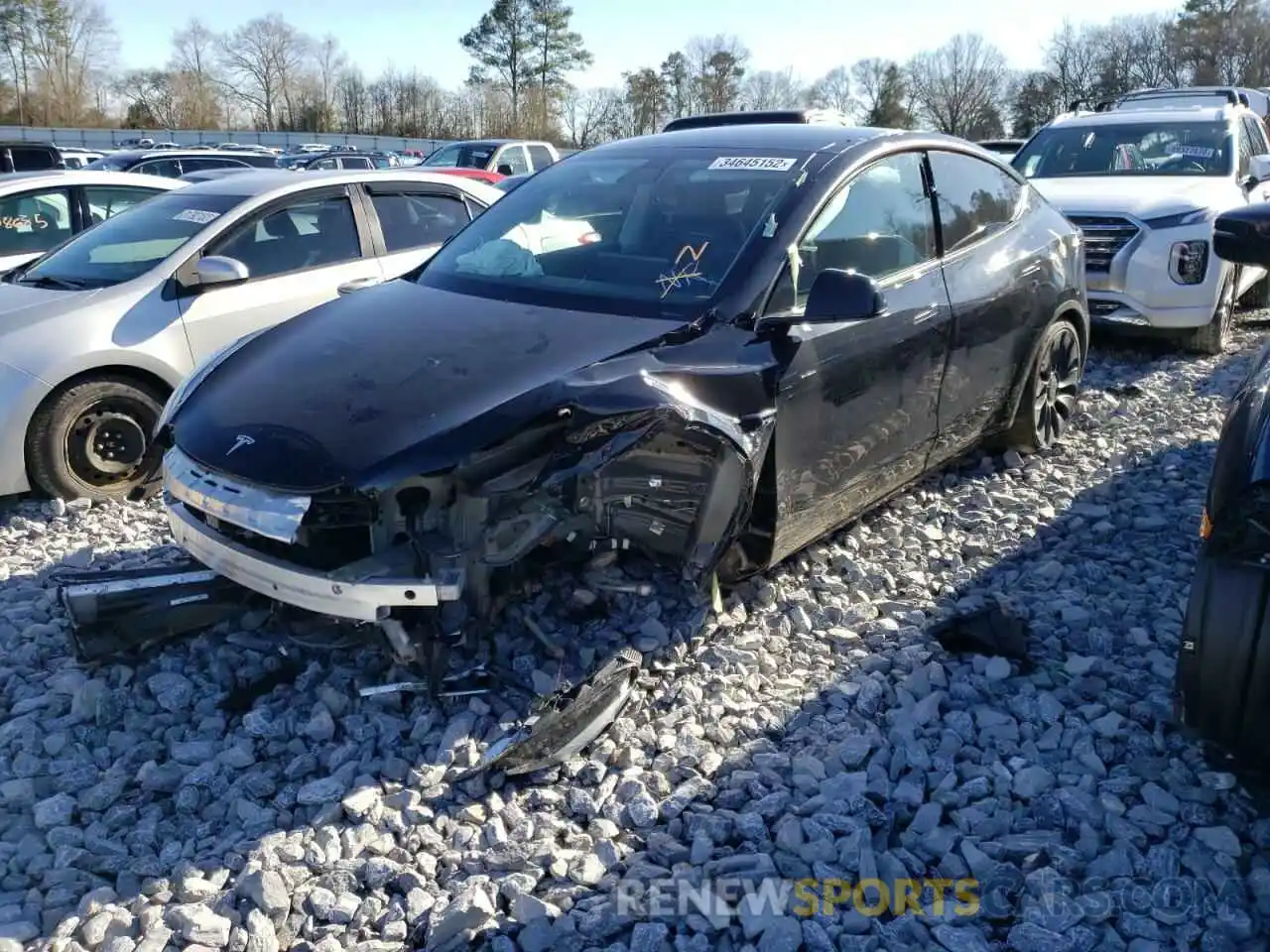 2 Photograph of a damaged car 5YJYGDEF9LF012219 TESLA MODEL Y 2020