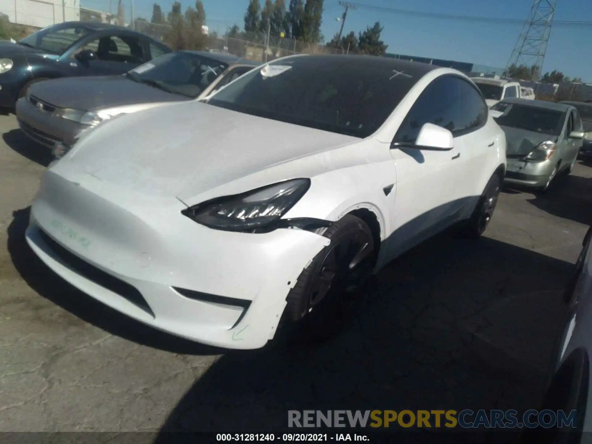 2 Photograph of a damaged car 5YJYGDEF9LF058861 TESLA MODEL Y 2020