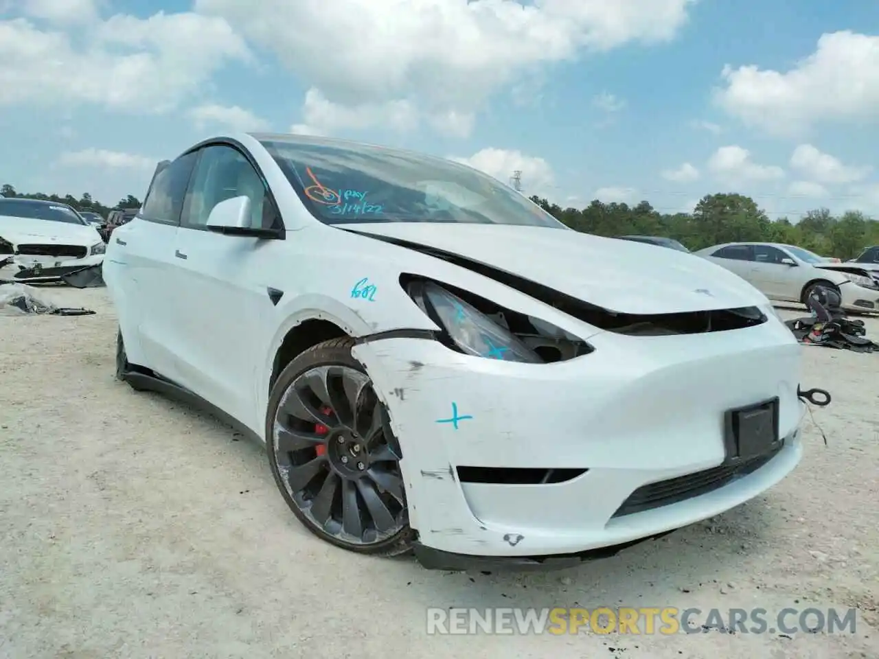 1 Photograph of a damaged car 5YJYGDEFXLF025562 TESLA MODEL Y 2020