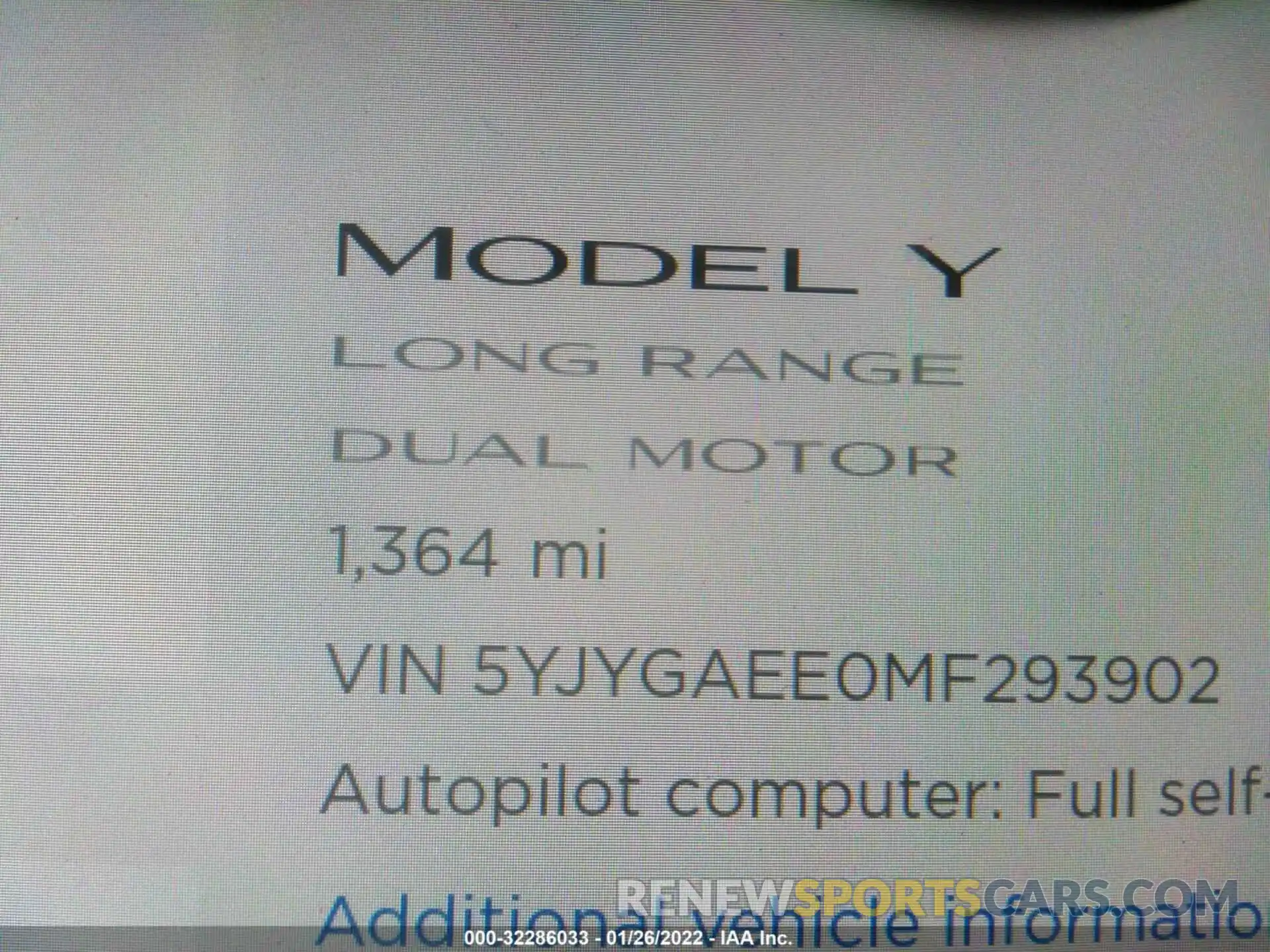 7 Фотография поврежденного автомобиля 5YJYGAEE0MF293902 TESLA MODEL Y 2021