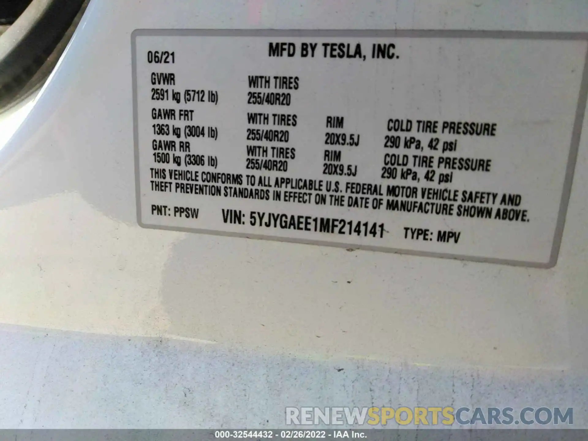 9 Фотография поврежденного автомобиля 5YJYGAEE1MF214141 TESLA MODEL Y 2021