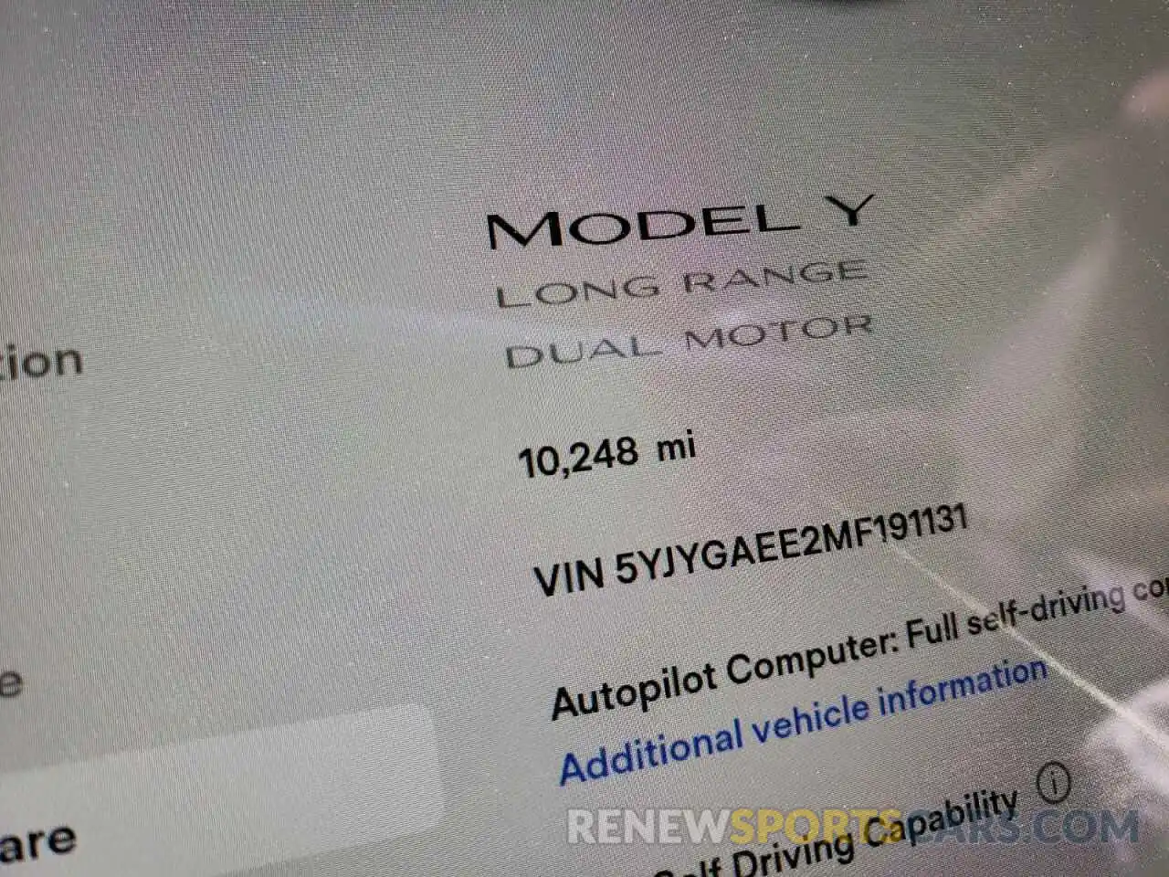 8 Photograph of a damaged car 5YJYGAEE2MF191131 TESLA MODEL Y 2021