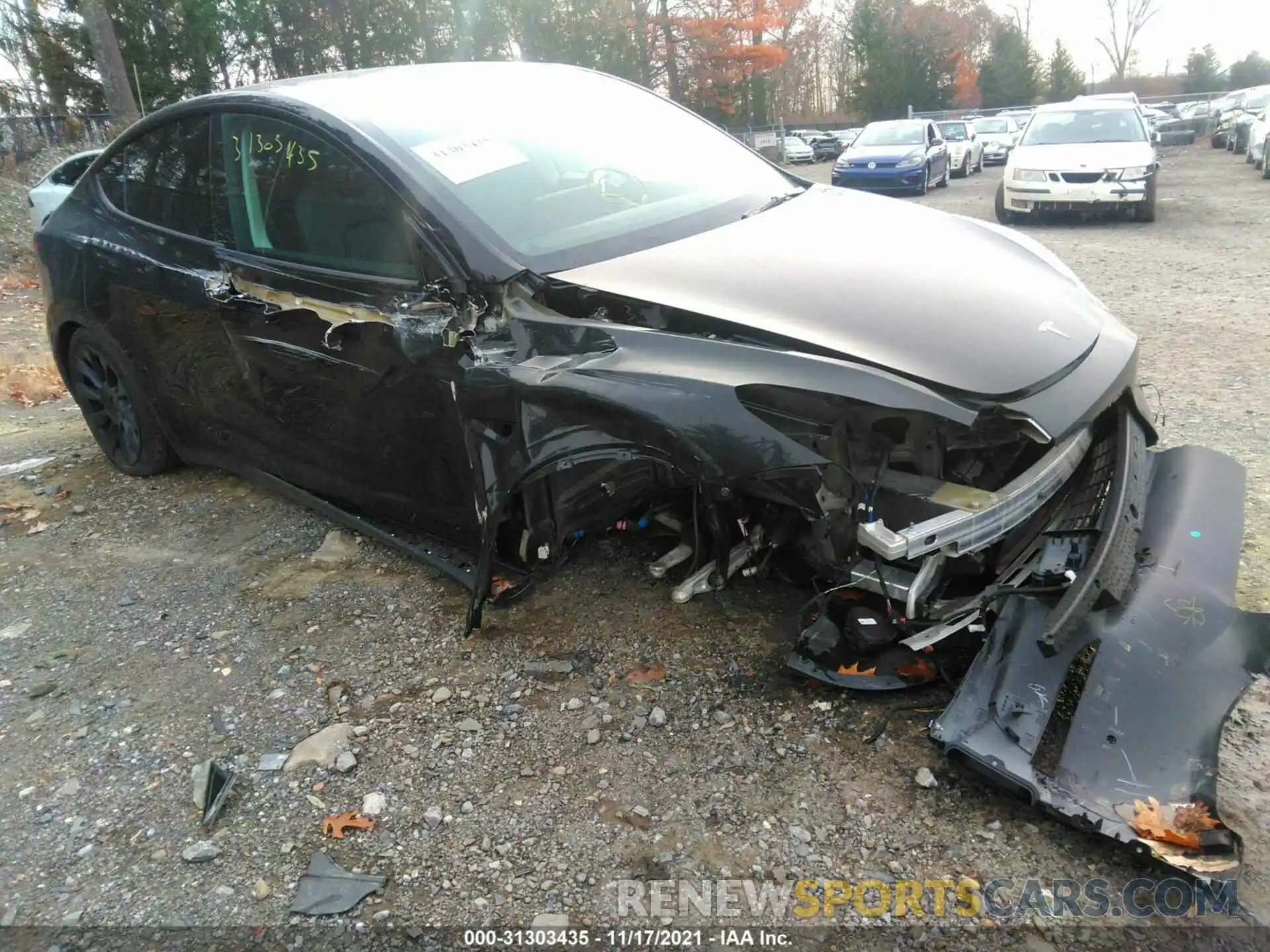 1 Photograph of a damaged car 5YJYGAEE3MF243298 TESLA MODEL Y 2021