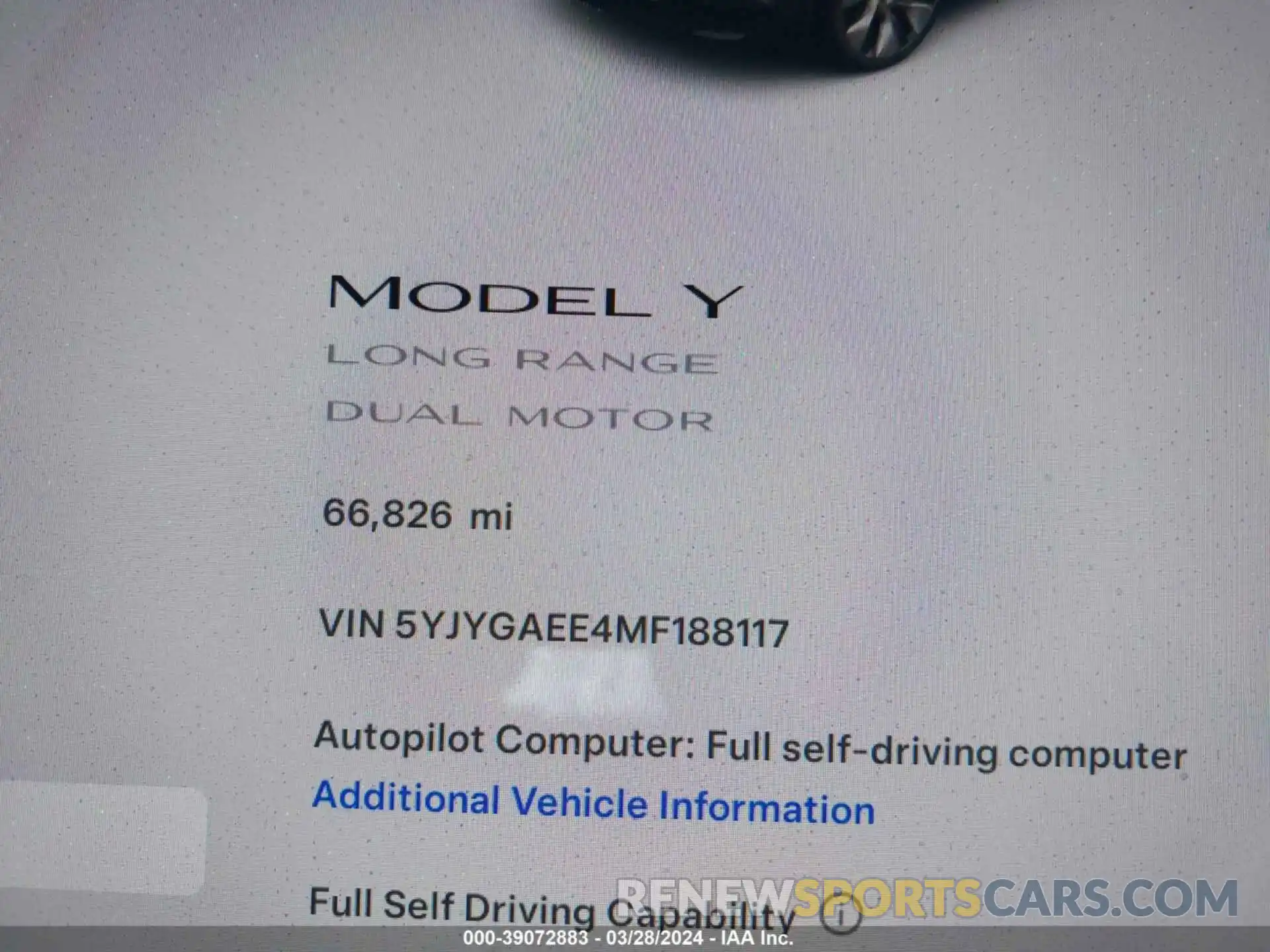 7 Фотография поврежденного автомобиля 5YJYGAEE4MF188117 TESLA MODEL Y 2021