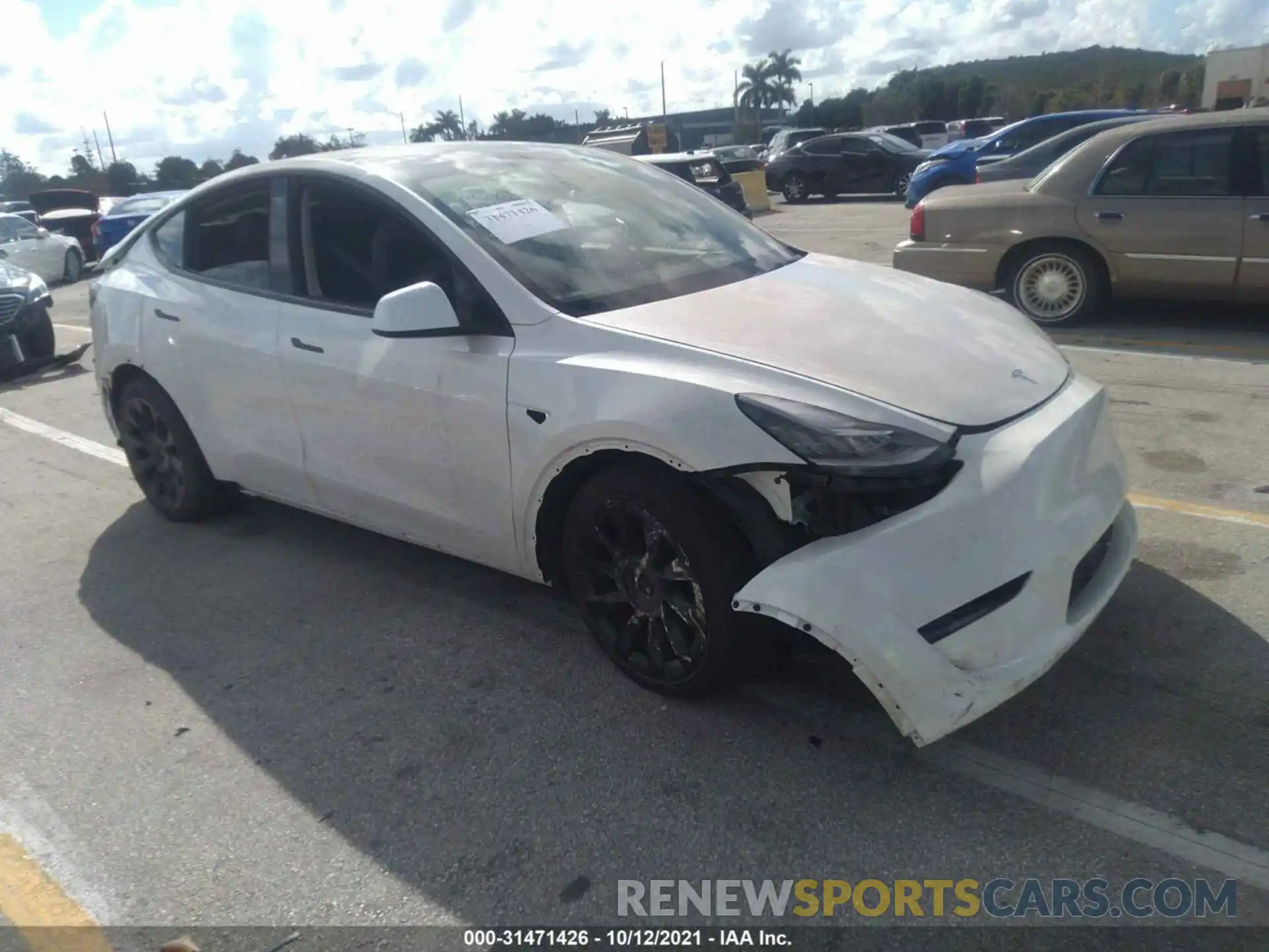 1 Photograph of a damaged car 5YJYGAEE5MF255677 TESLA MODEL Y 2021