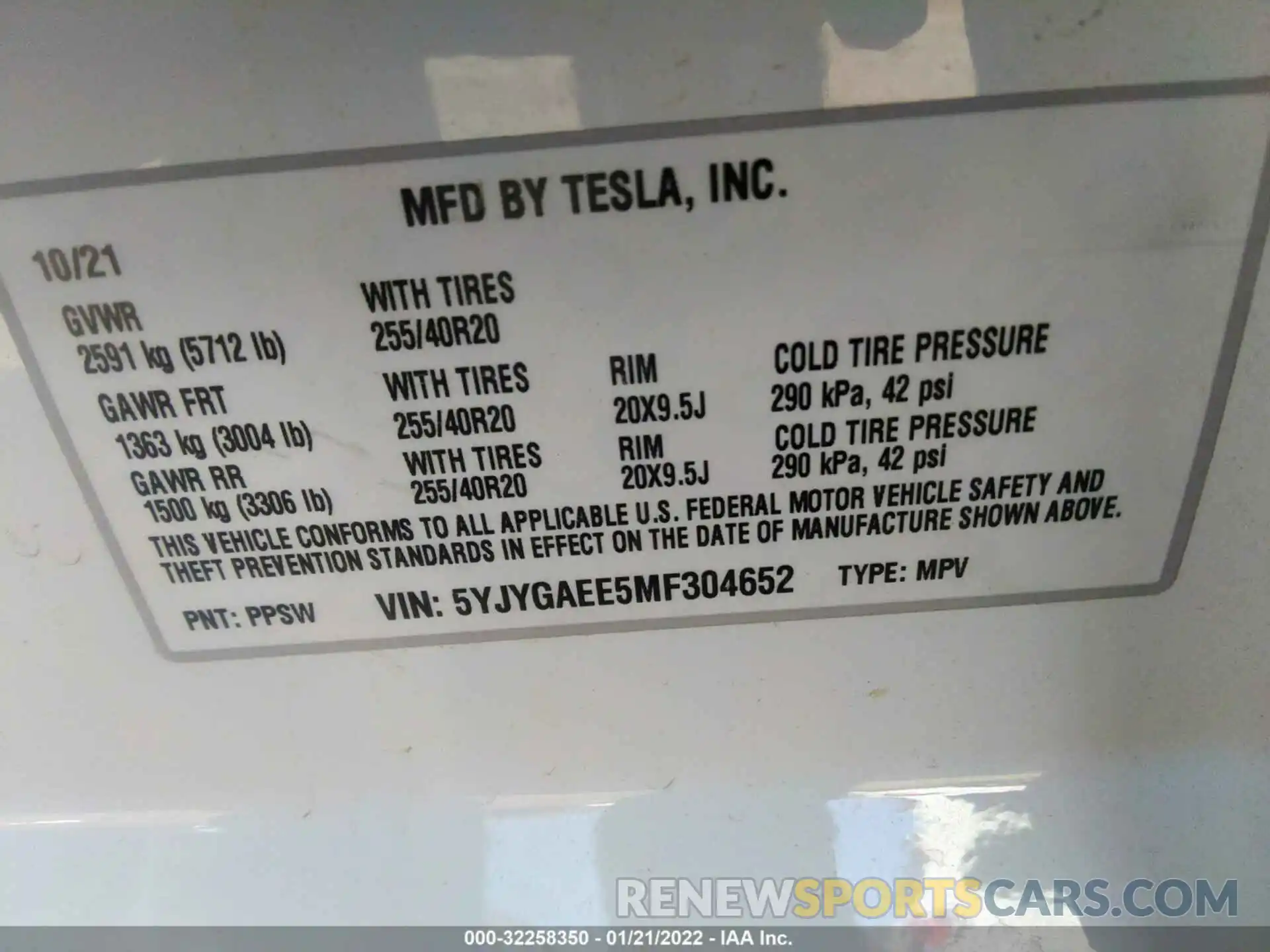 9 Photograph of a damaged car 5YJYGAEE5MF304652 TESLA MODEL Y 2021