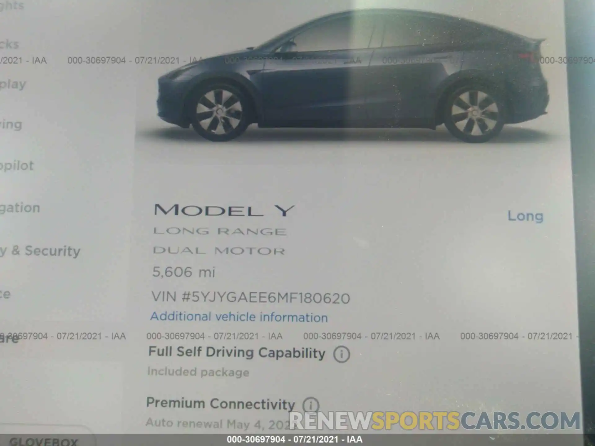 7 Photograph of a damaged car 5YJYGAEE6MF180620 TESLA MODEL Y 2021